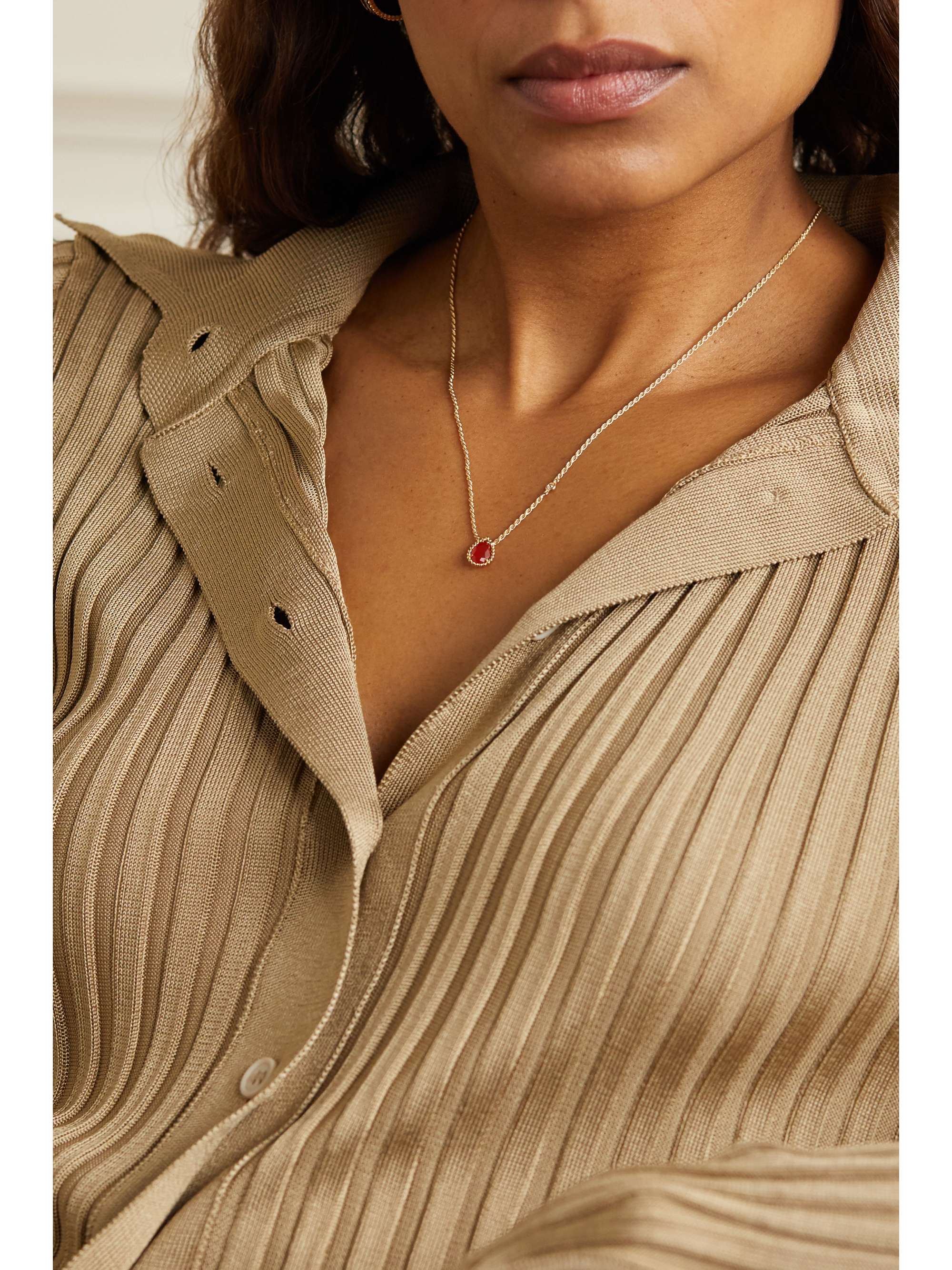 BOUCHERON Serpent Bohème 18-karat white gold, aquaprase and diamond necklace