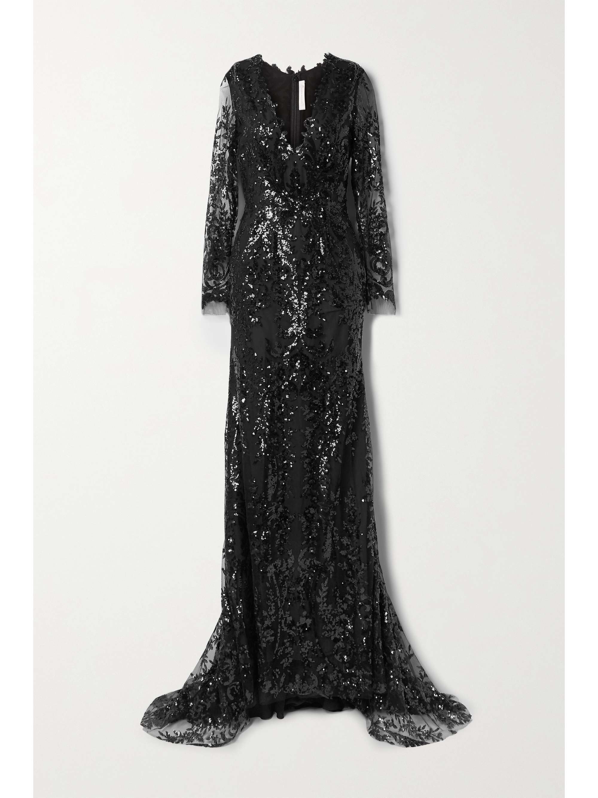 long sleeve sequin tulle dress