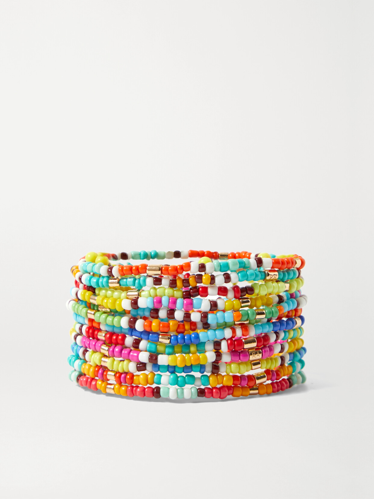 Roxanne Assoulin New Patchwork Set Of 12 Beaded Bracelets In Red