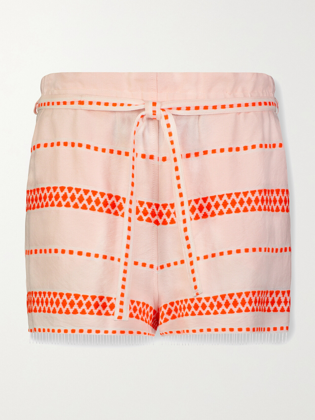 lemlem Jemari Belted Striped Cotton-blend Gauze Shorts