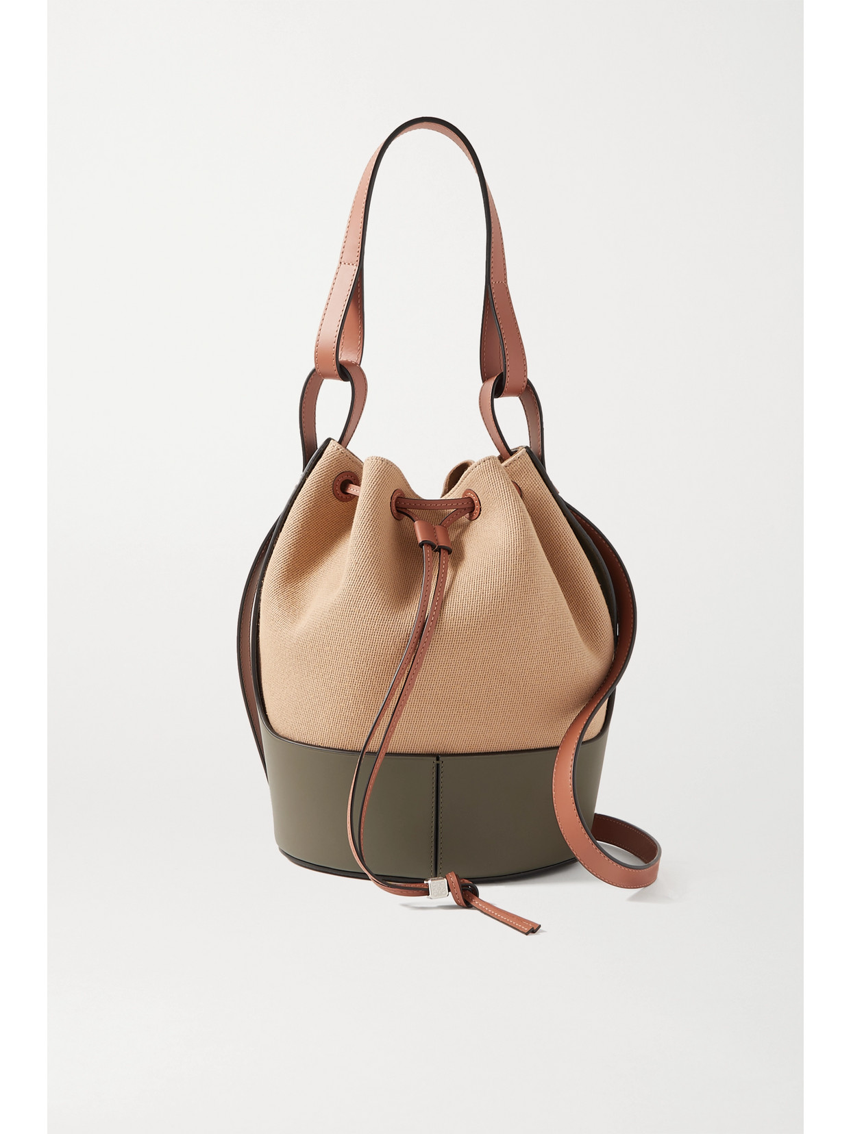 Loewe Balloon Medium Canvas And Leather Bucket Bag In Green