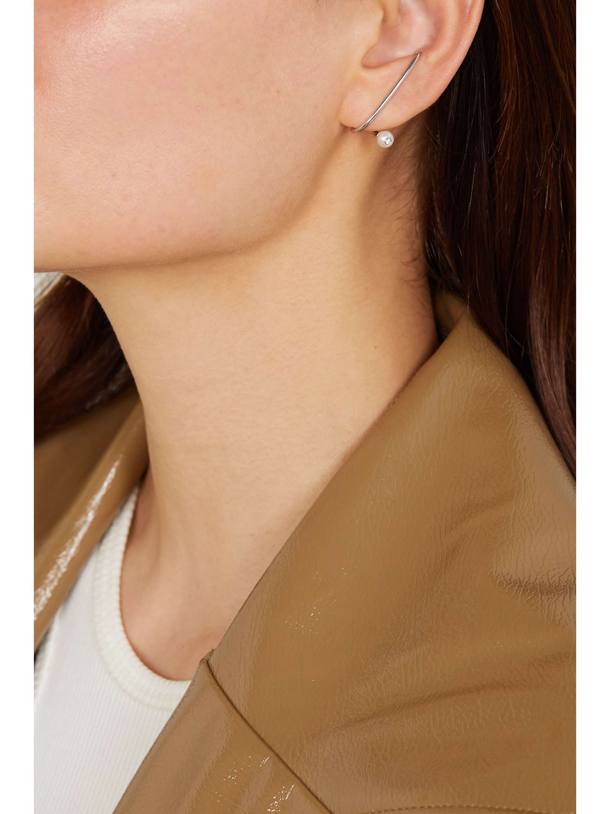 KATKIM Crescendo Flare white gold, pearl and diamond earring