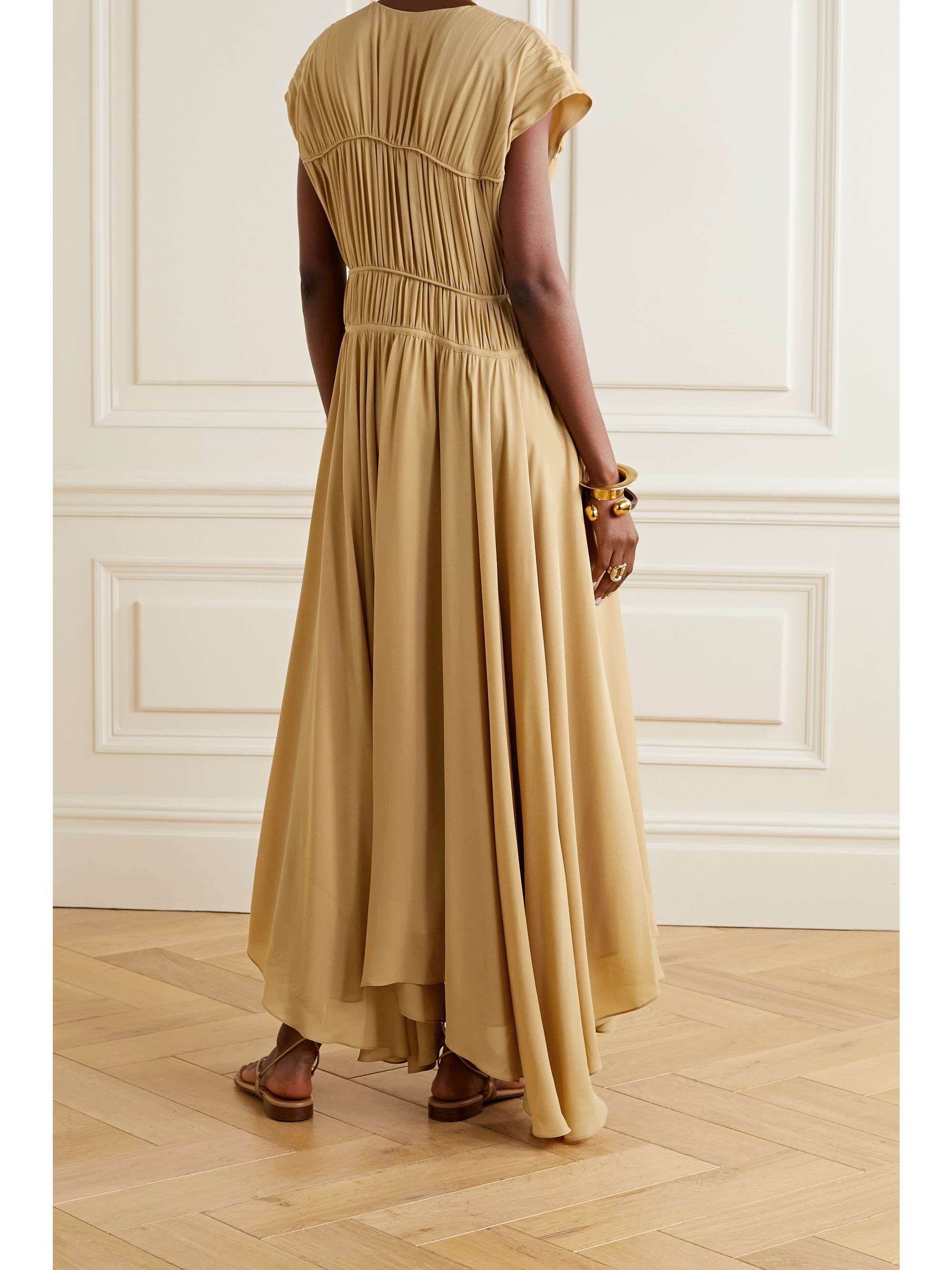 TOVE Flores gathered silk-georgette maxi dress