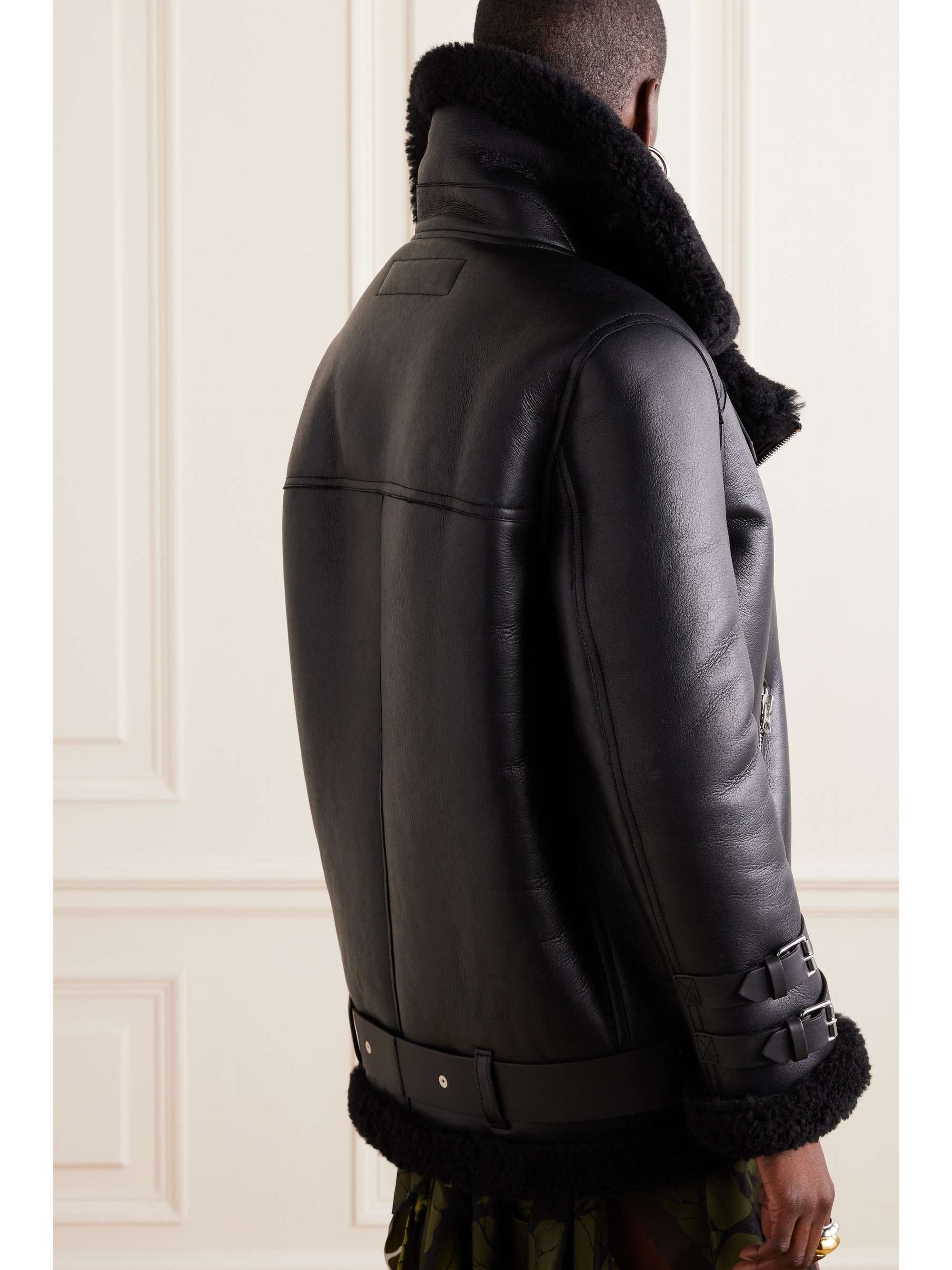 ACNE STUDIOS Leather-trimmed shearling jacket