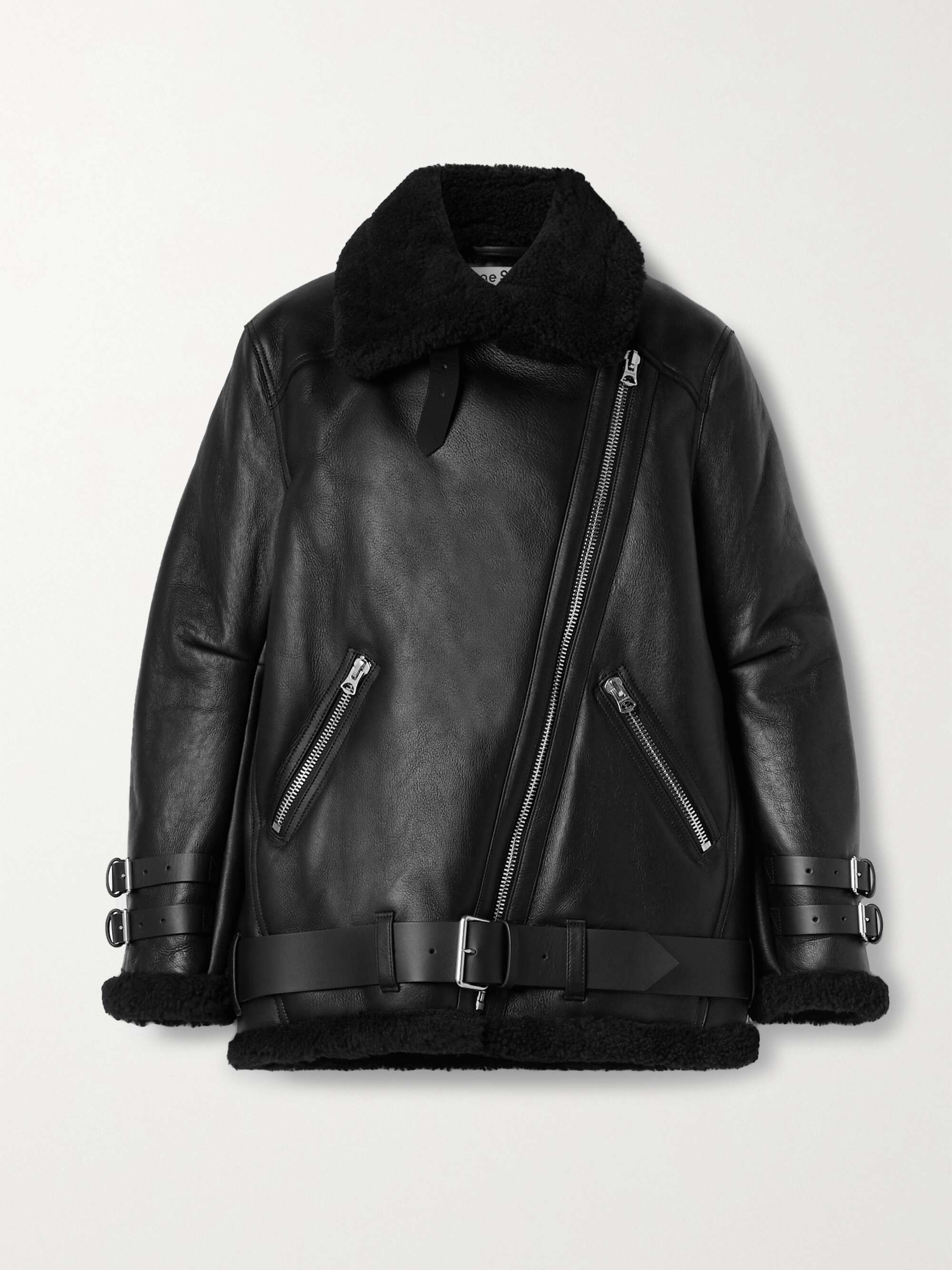 ACNE STUDIOS Velocite leather-trimmed shearling jacket | NET-A-PORTER