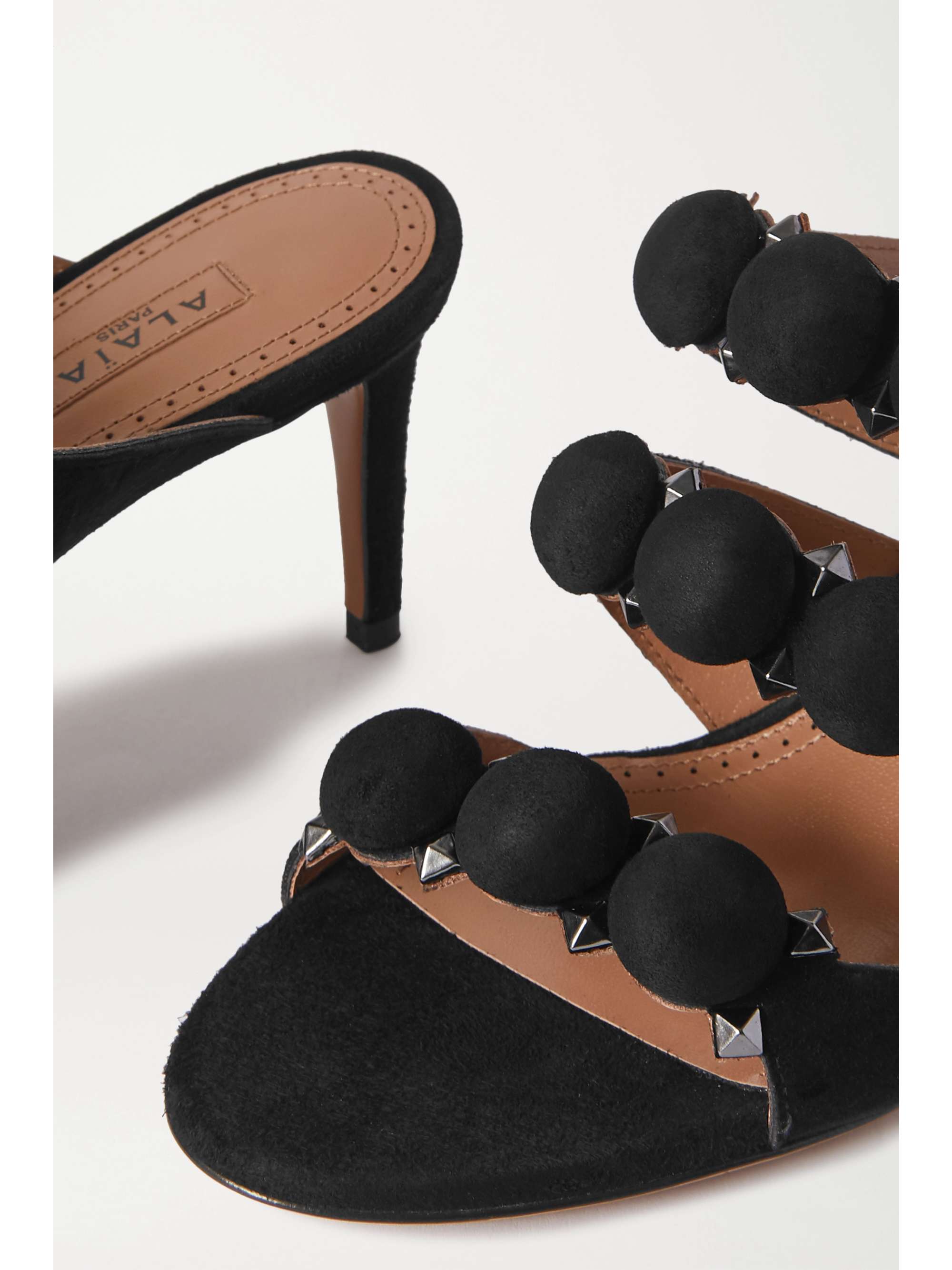 ALAÏA Bombe 75 studded suede mules