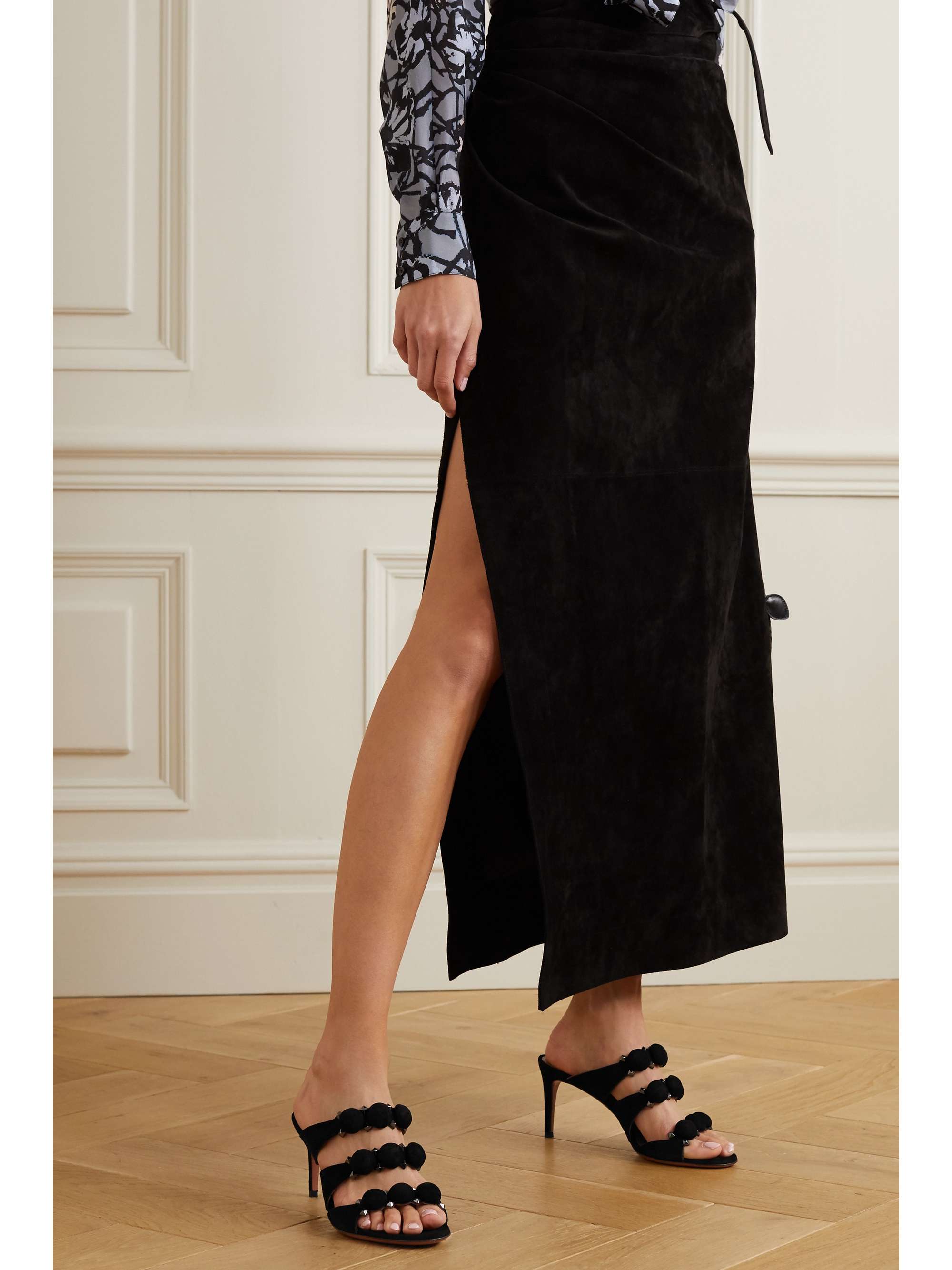 ALAÏA Bombe 75 studded suede mules