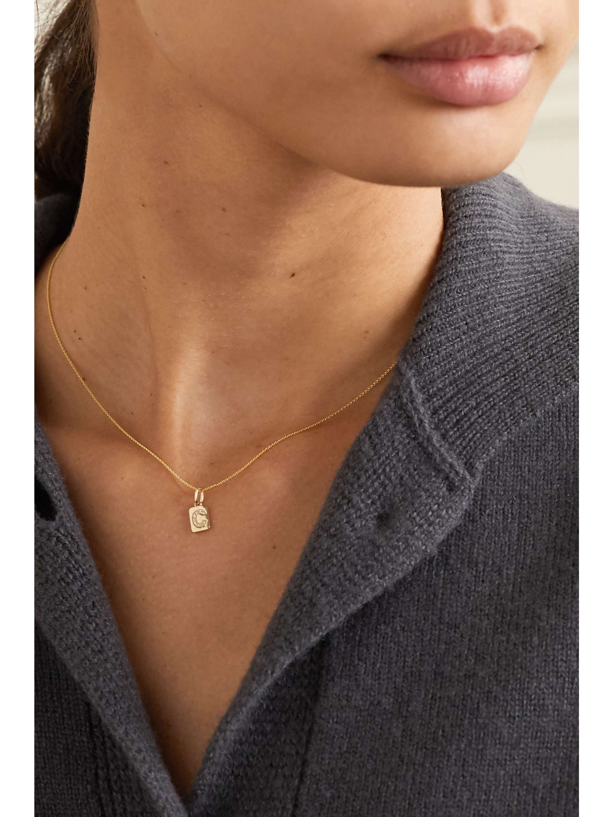 STONE AND STRAND Spell It Out 14-karat gold diamond necklace