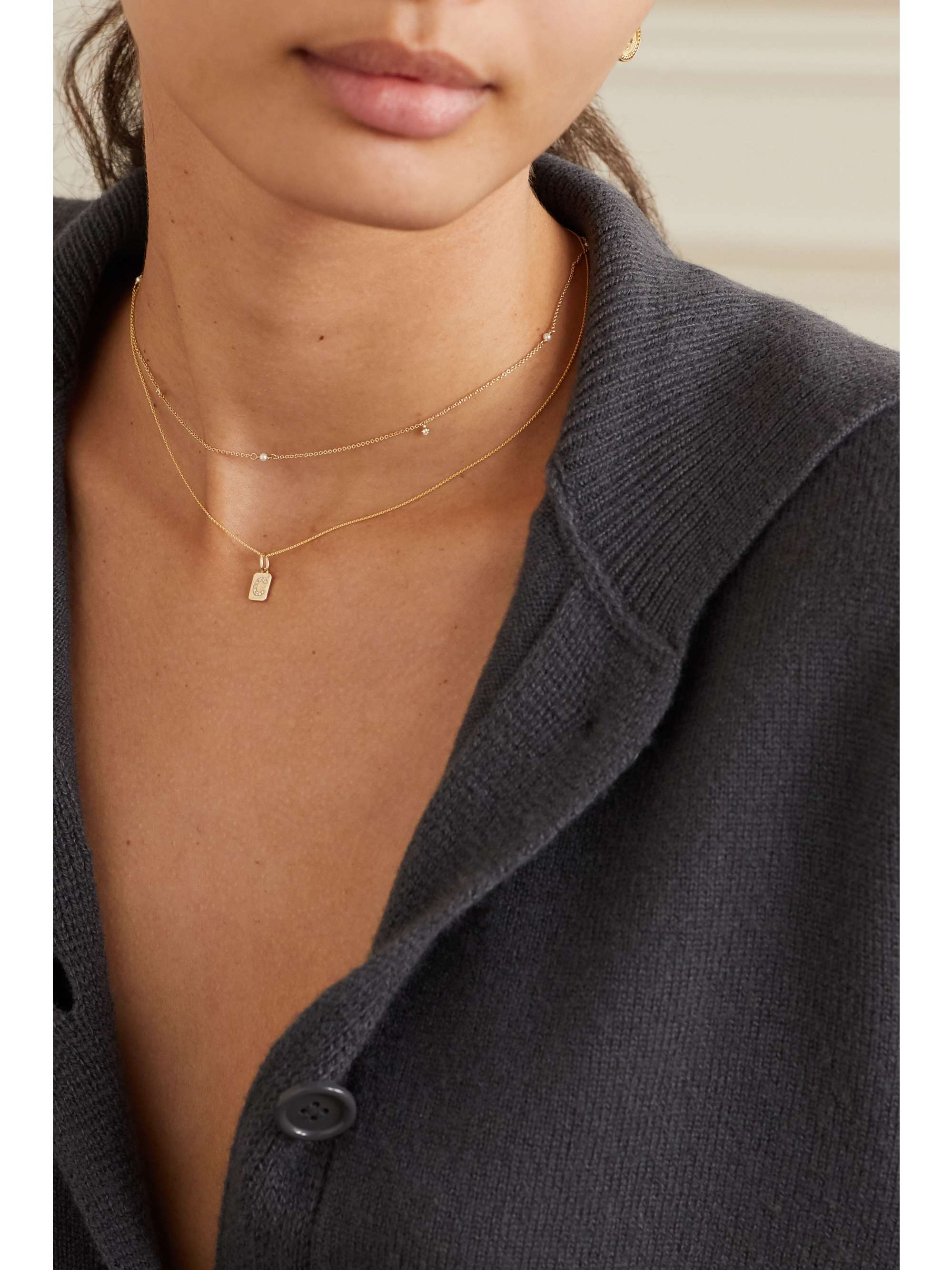 STONE AND STRAND Spell It Out 14-karat gold diamond necklace