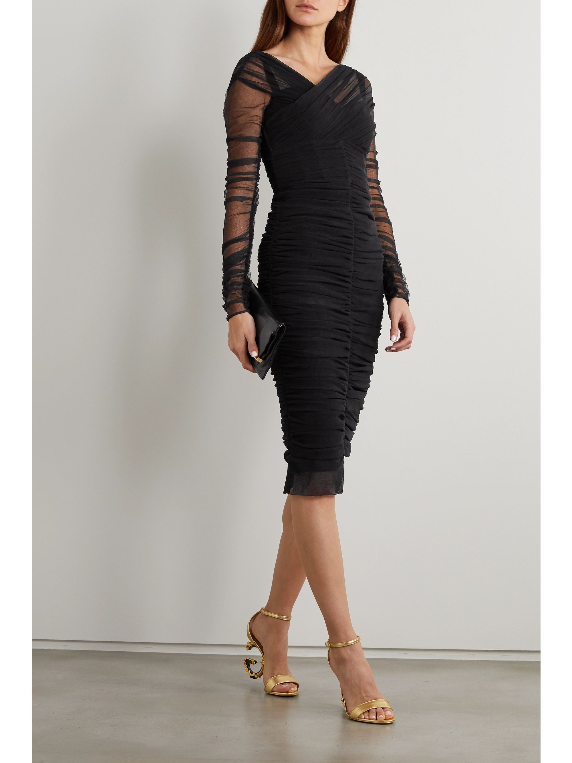 dolce and gabbana black tulle dress