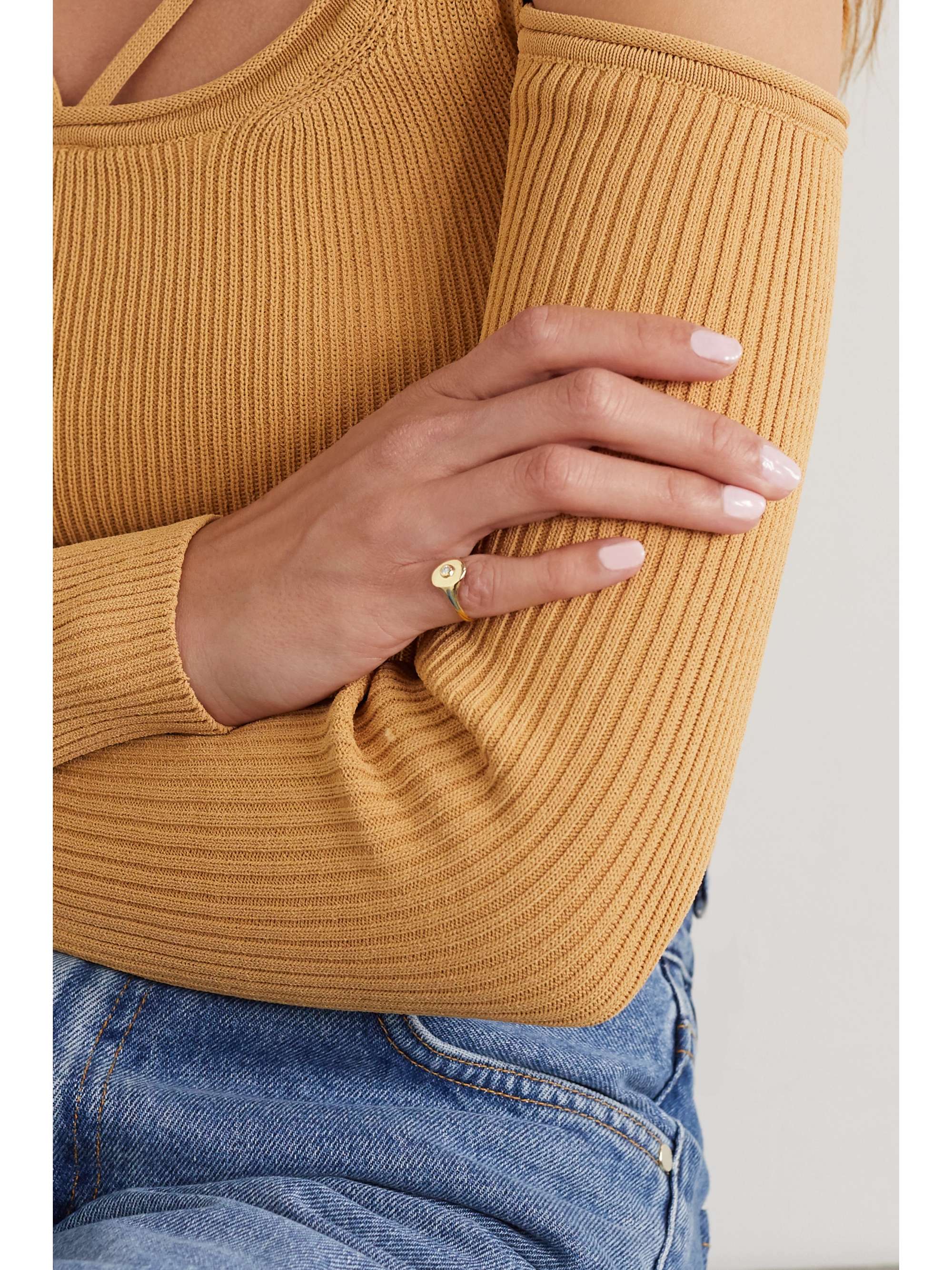 STONE AND STRAND Mini Pinky 14karat gold diamond ring NETAPORTER