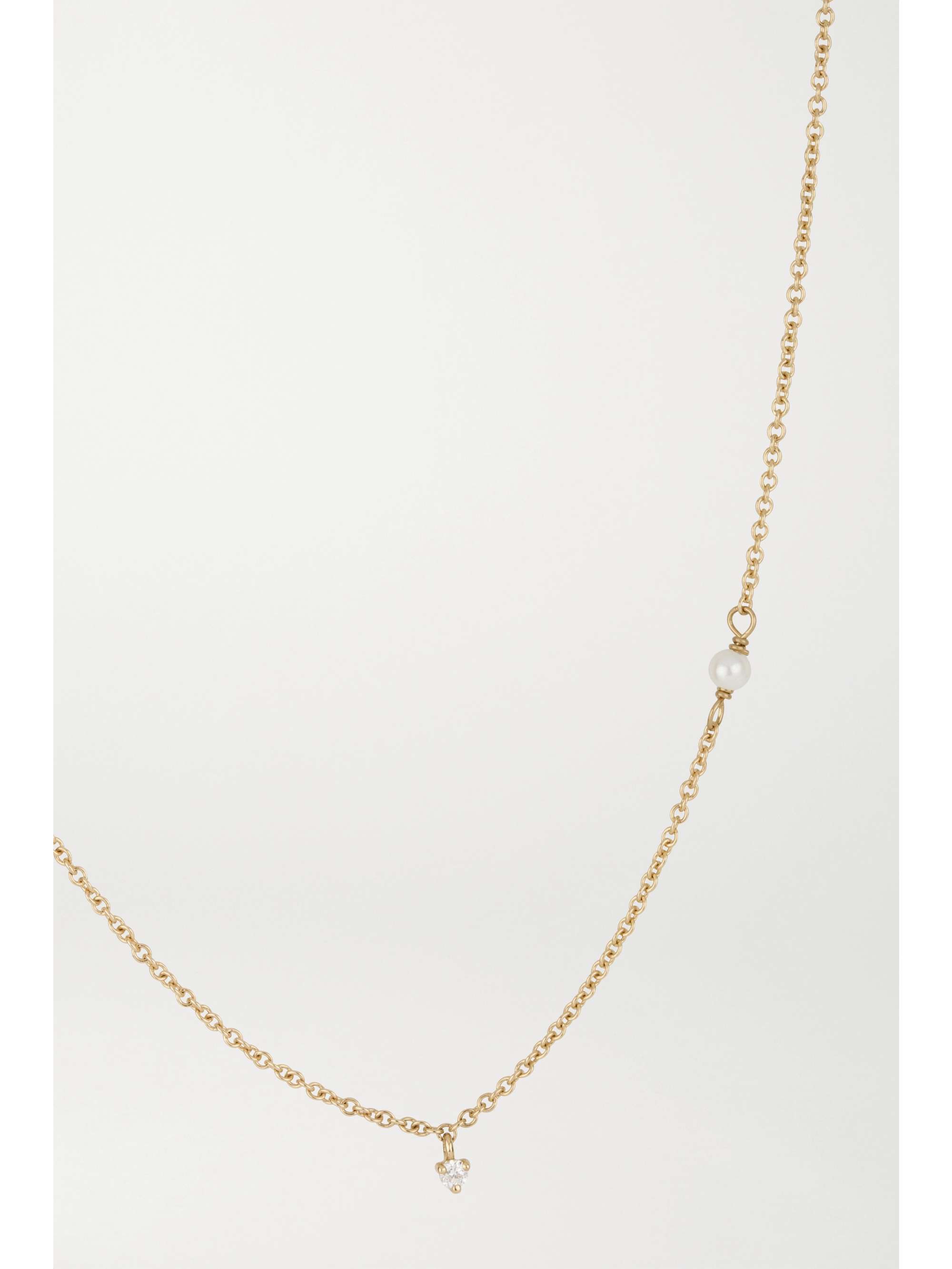 STONE AND STRAND 14-karat gold, diamond and pearl necklace
