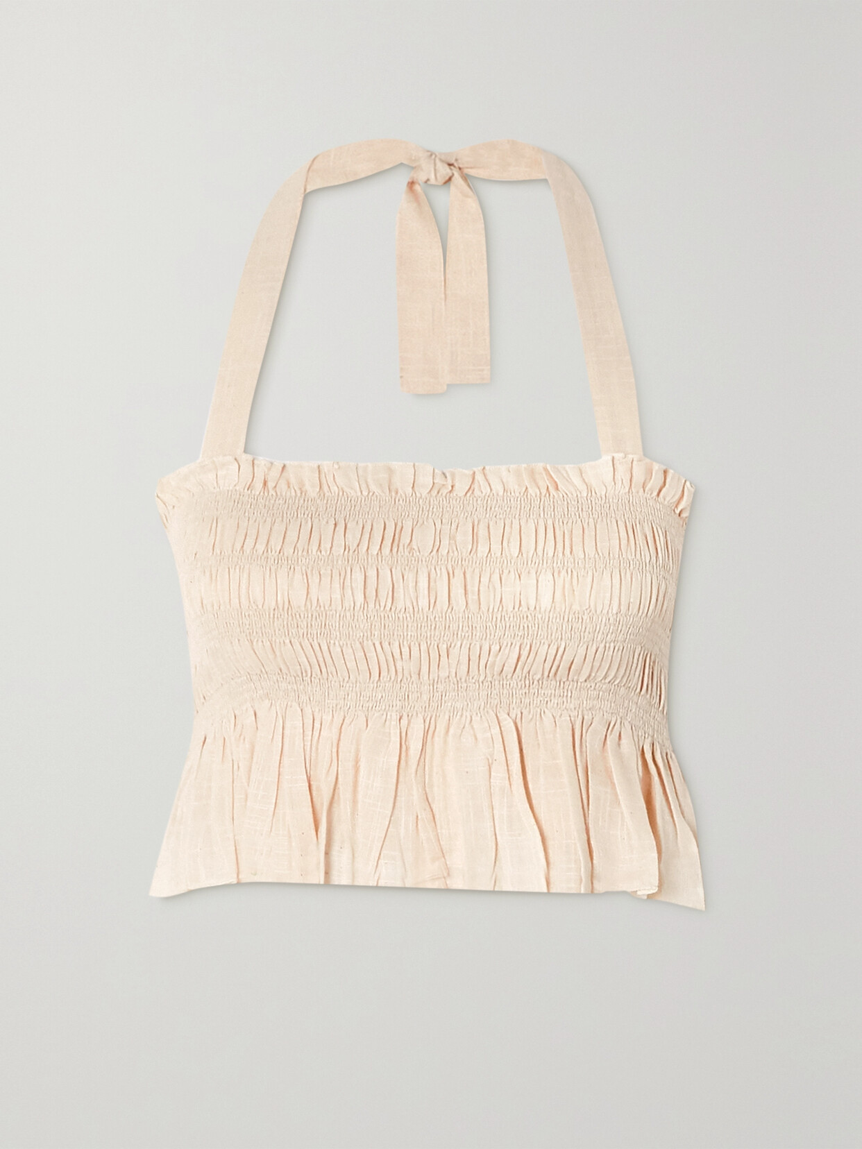 CLOE CASSANDRO - + Net Sustain Billie Shirred Organic Cotton-gauze Top - Neutrals