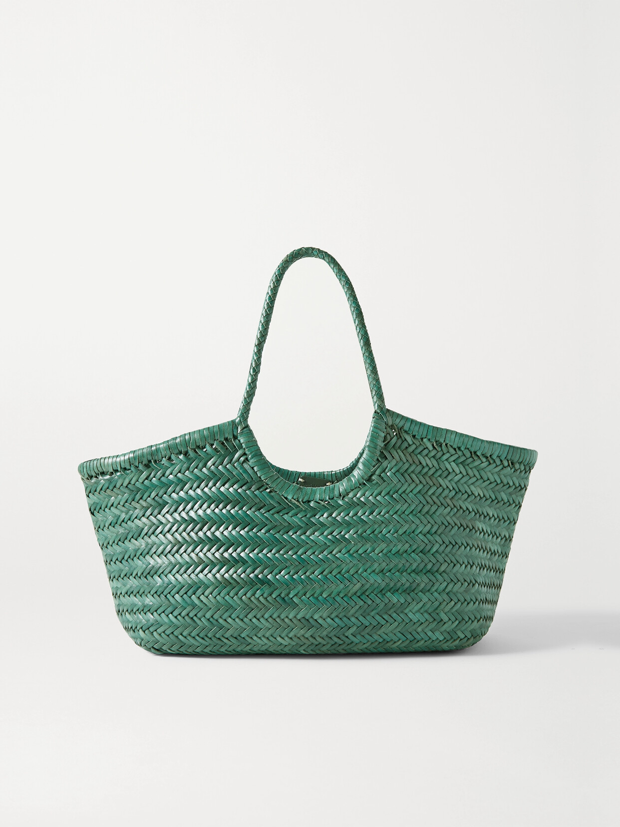 Dragon Diffusion Nantucket Large Woven Leather Tote In Green