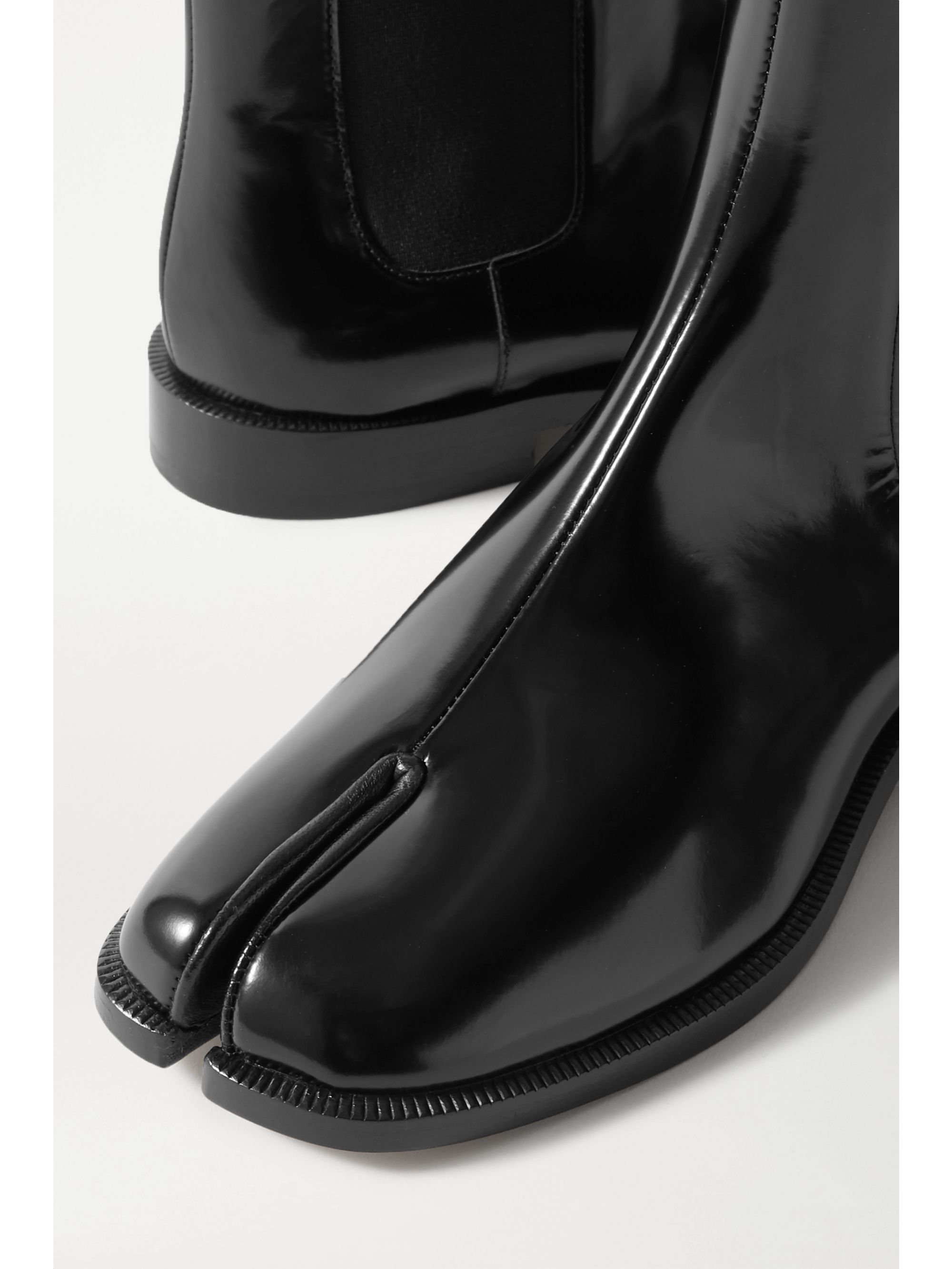 黑色tabi 分趾漆皮切尔西靴 Net A Porter Maison Margiela Net A Porter