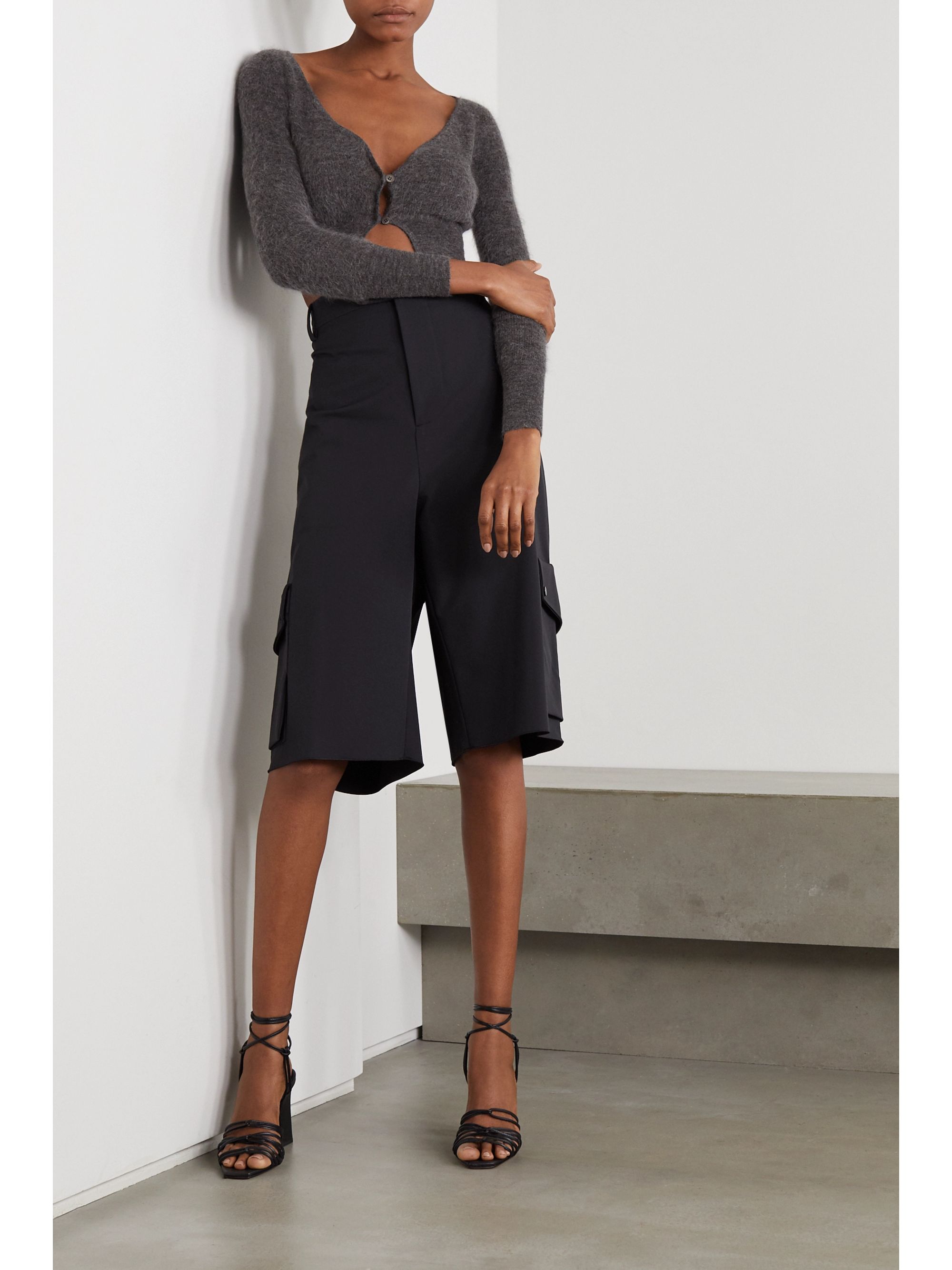 dark grey cropped cardigan