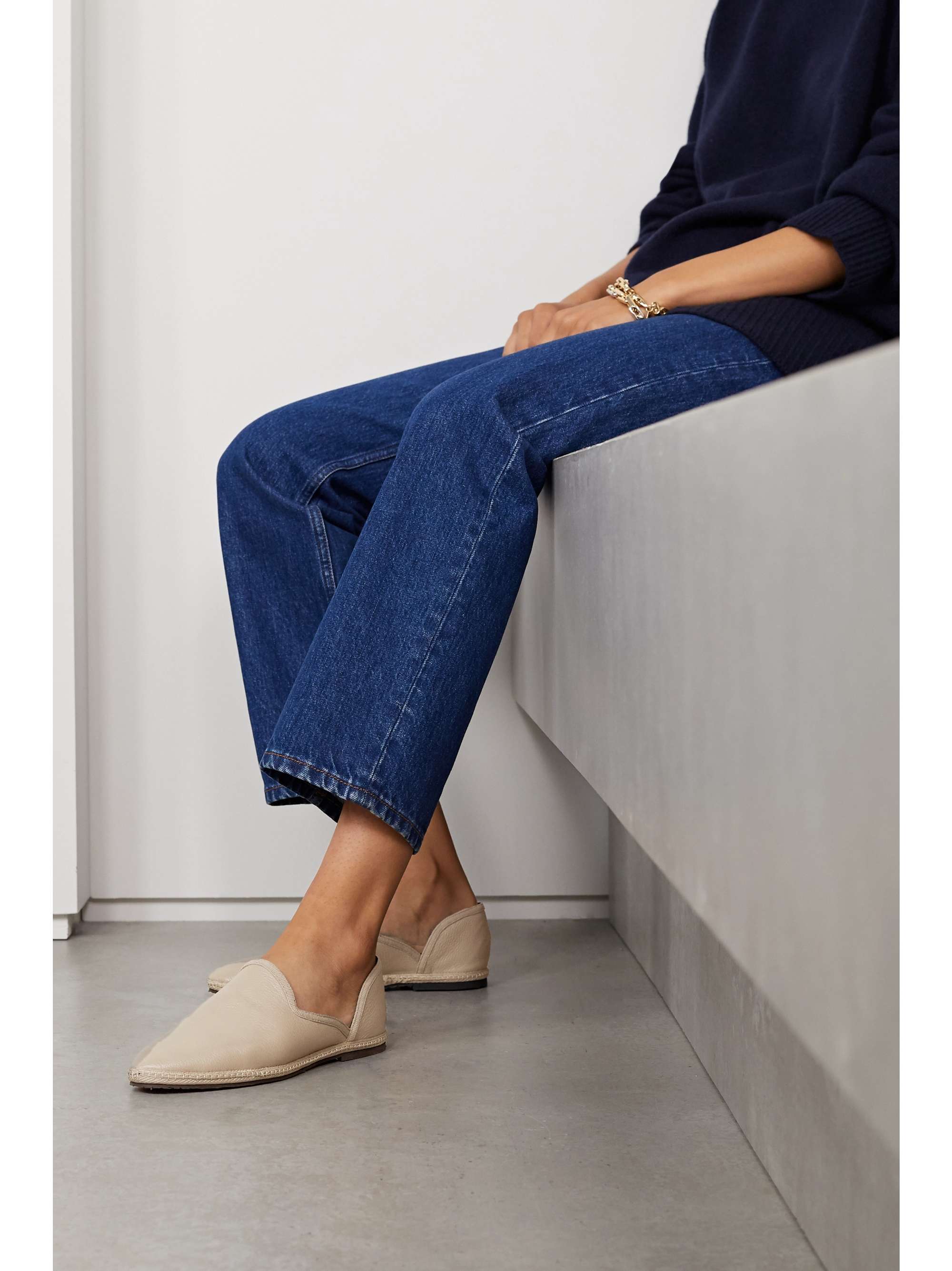 THE ROW Friulane textured-leather slippers
