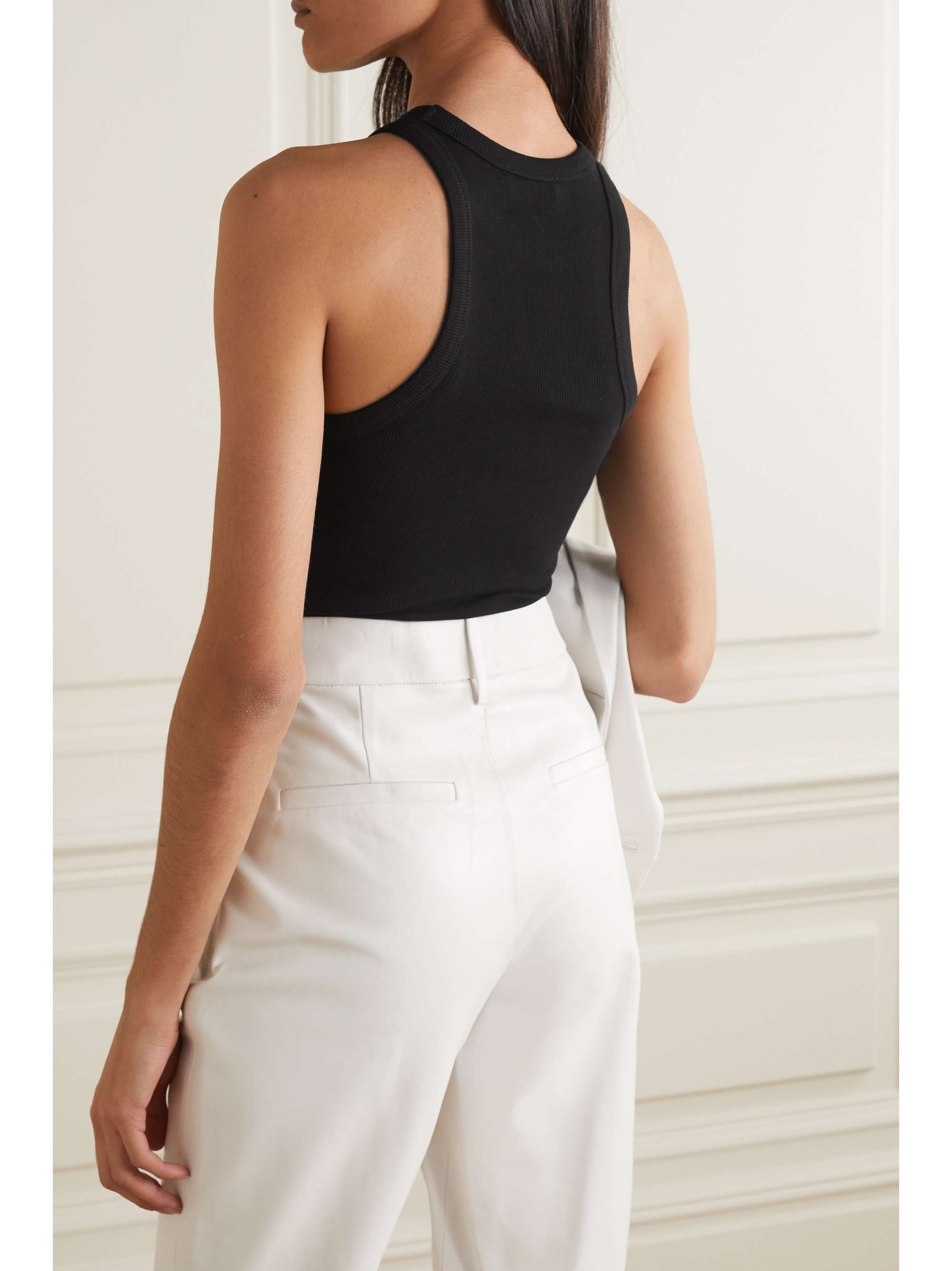 ANINE BING Eva ribbed stretch organic cotton-jersey tank