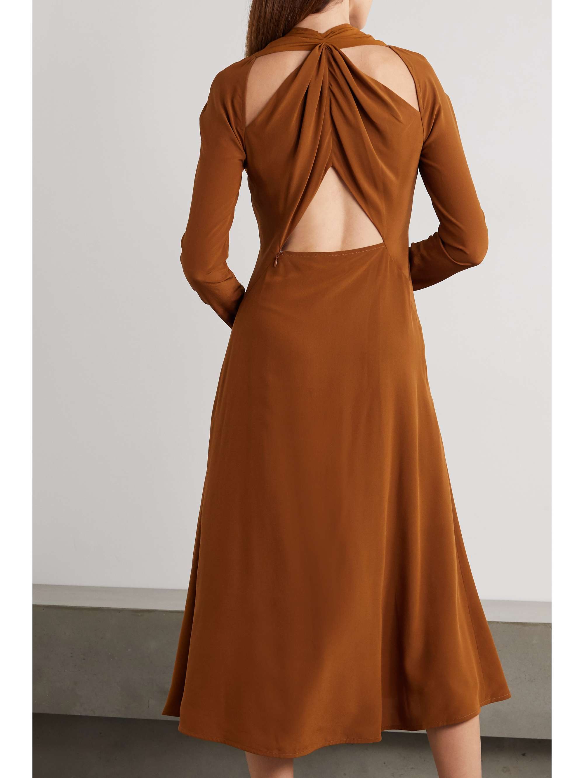 VICTORIA BECKHAM Cutout gathered silk midi dress