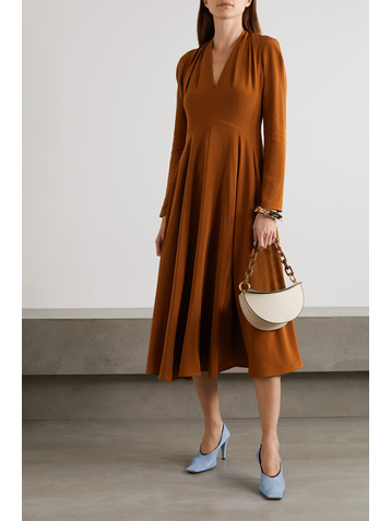 Victoria Beckham Cutout gathered silk midi dress