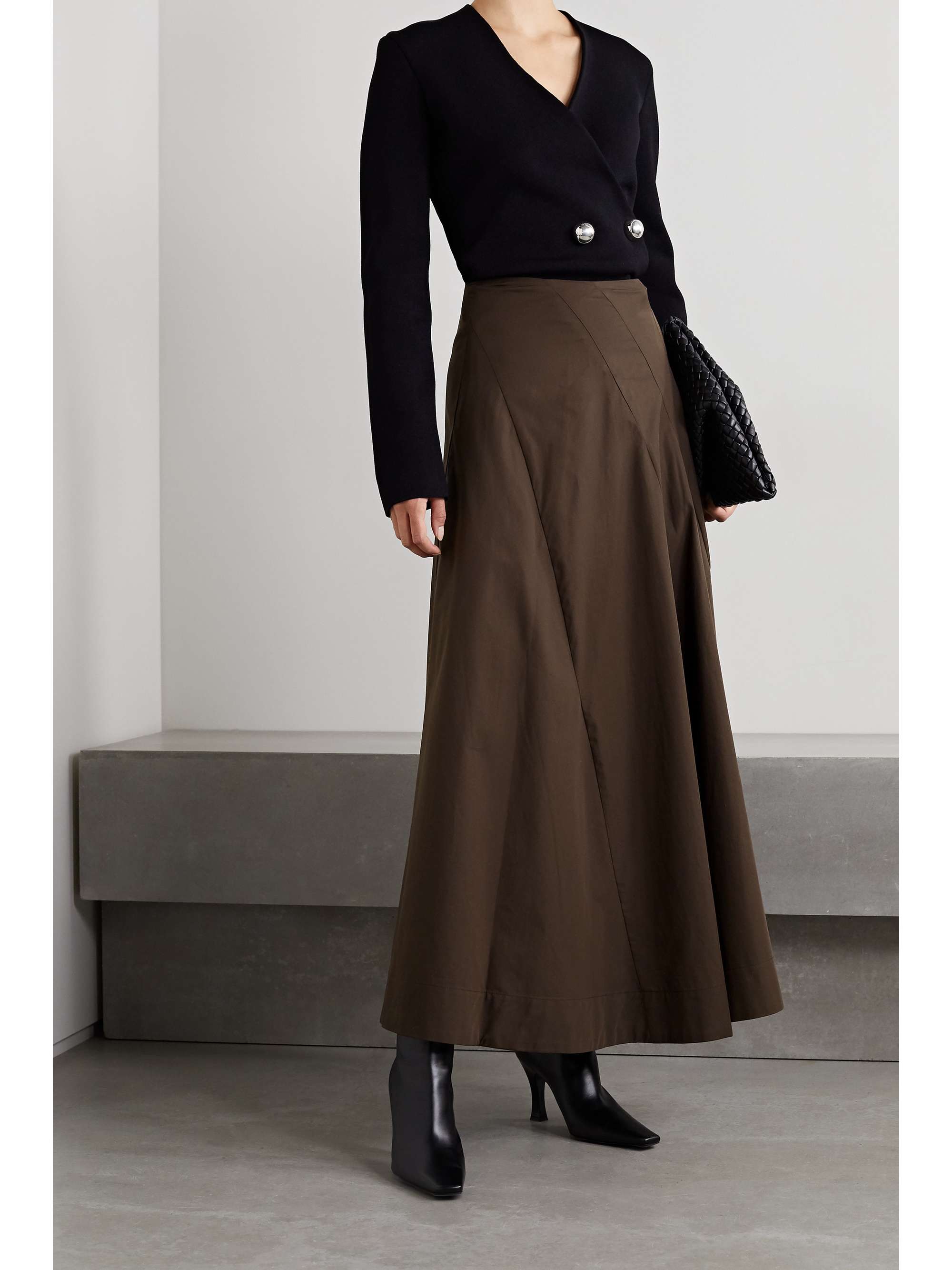BITE STUDIOS + NET SUSTAIN paneled organic cotton-poplin maxi skirt