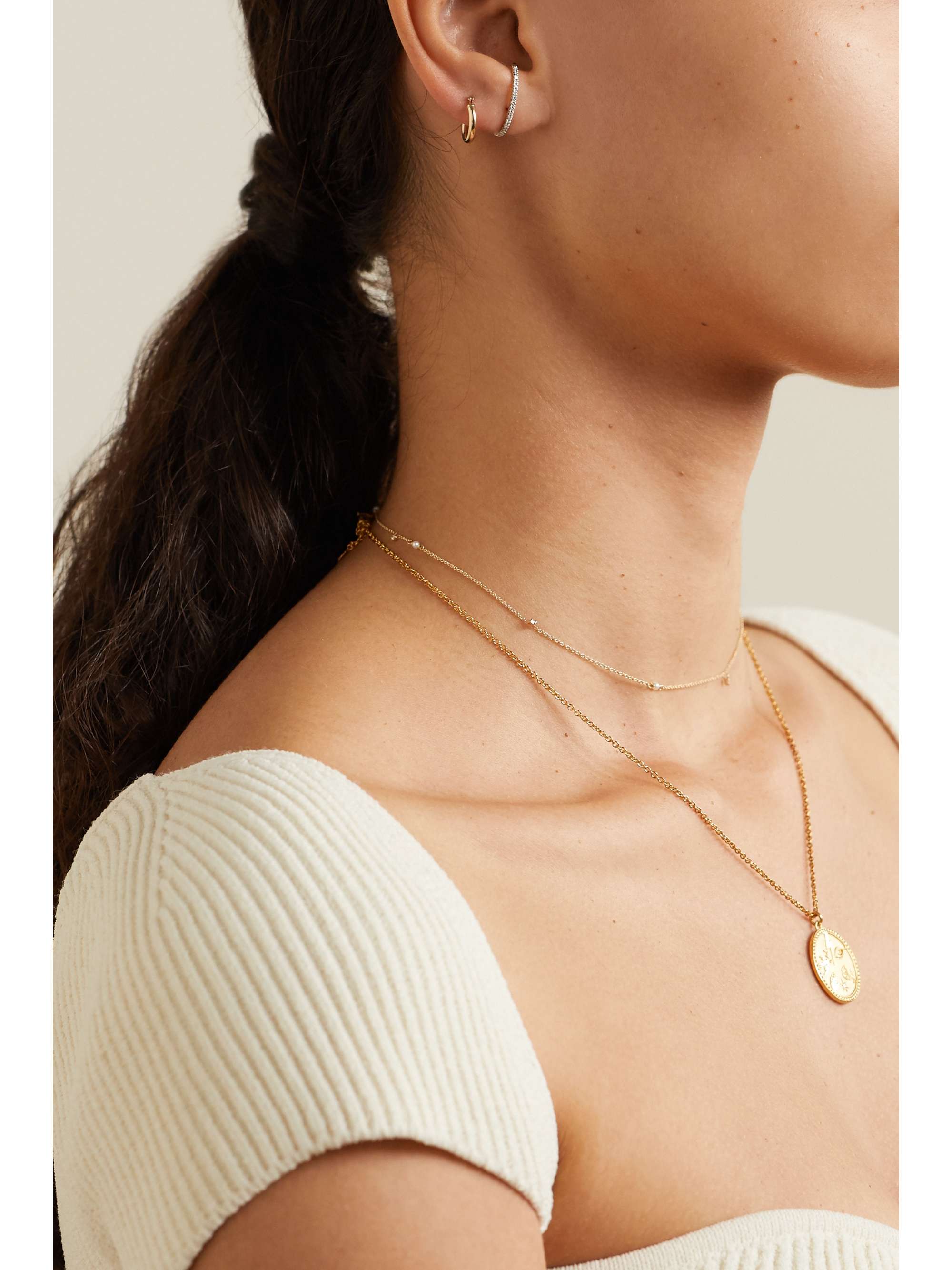 STONE AND STRAND Suspender 10-karat gold diamond earring