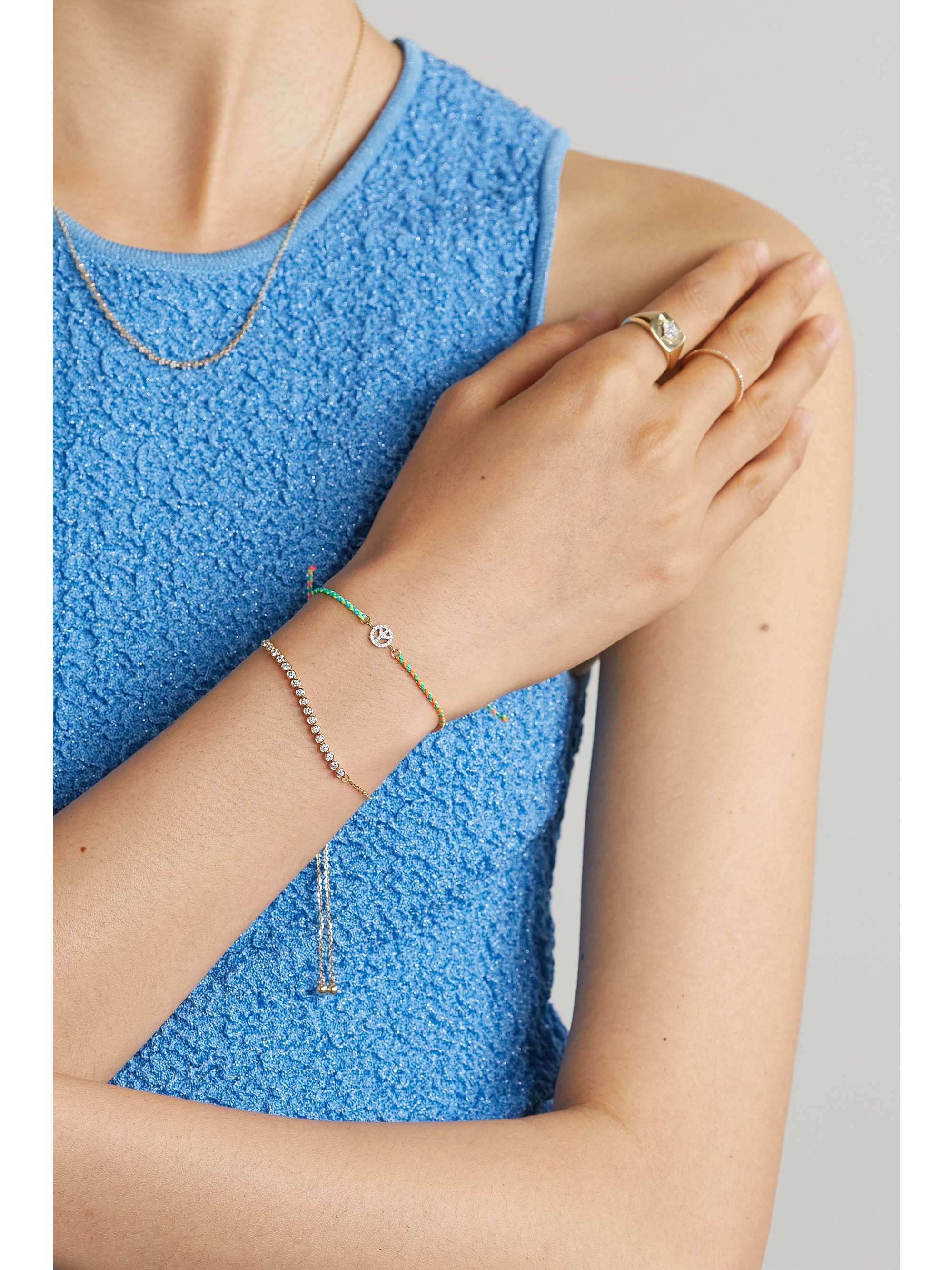 STONE AND STRAND Let It Slide 10karat gold diamond bracelet NETAPORTER