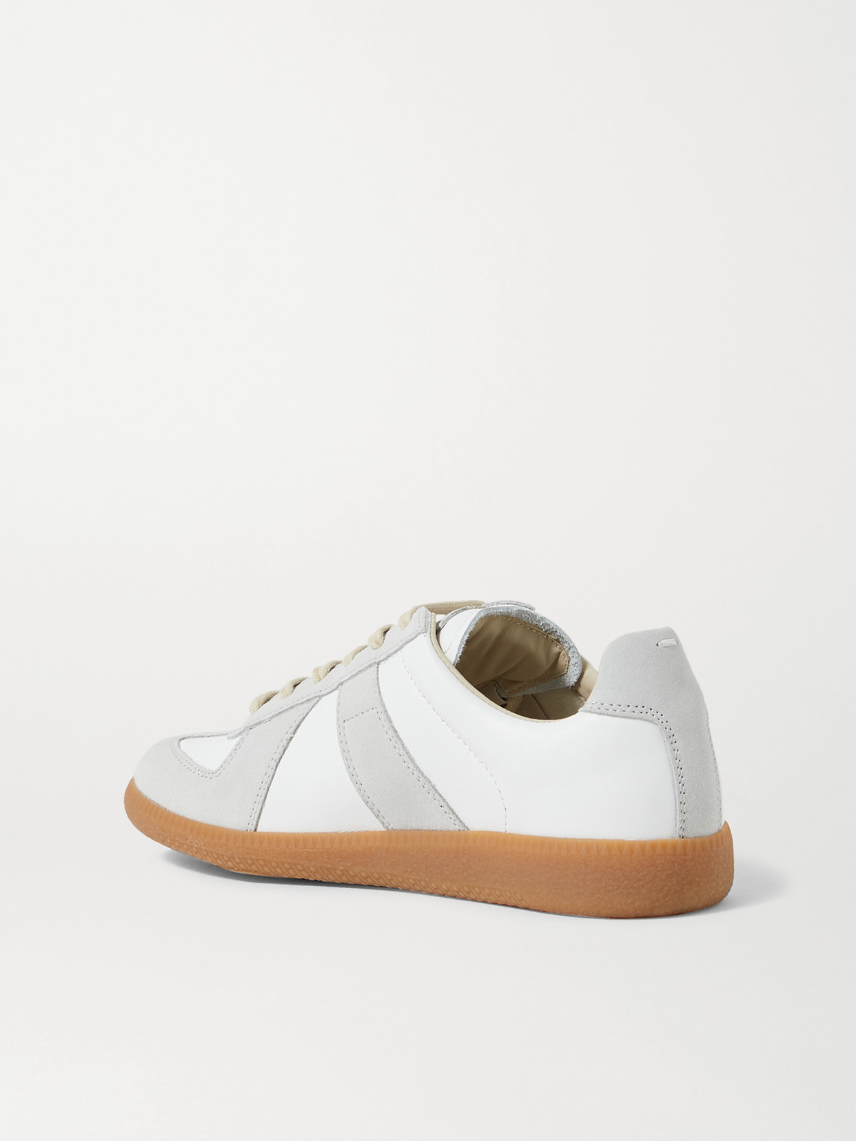 Shop Maison Margiela Replica Leather And Suede Sneakers In Off-white