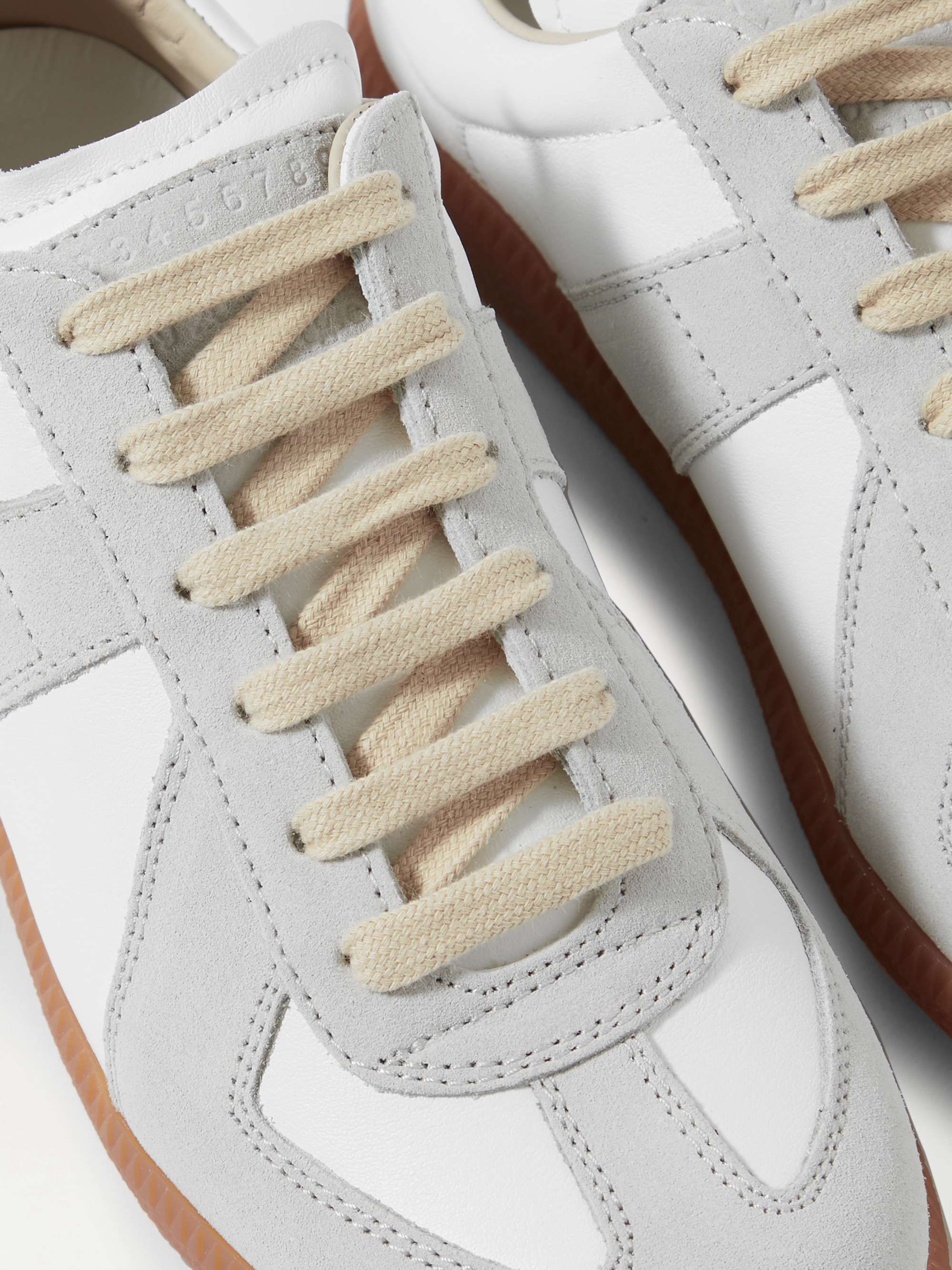 MAISON MARGIELA Replica leather and suede sneakers | NET-A-PORTER