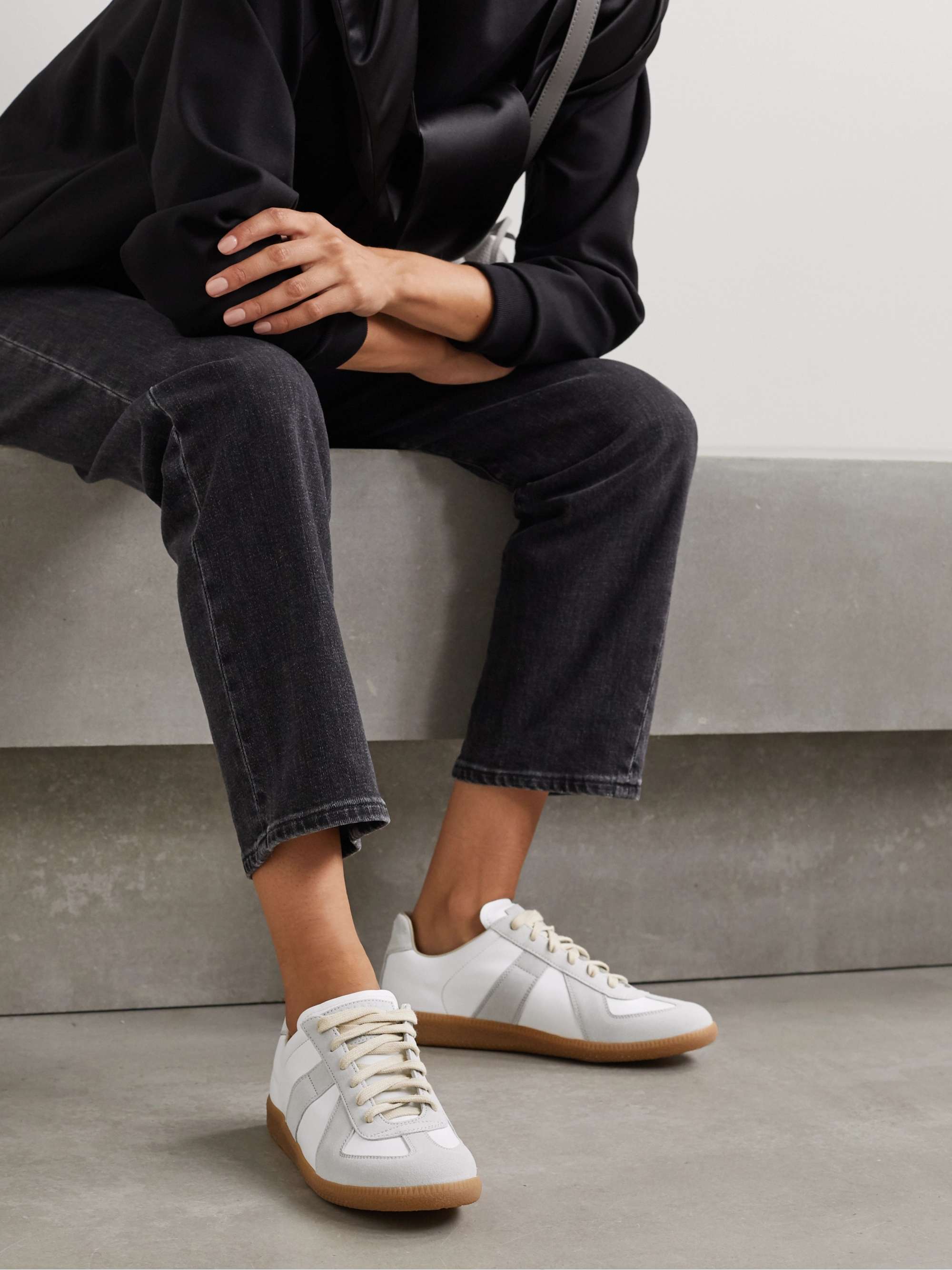 MAISON MARGIELA Replica leather and suede sneakers | NET-A-PORTER