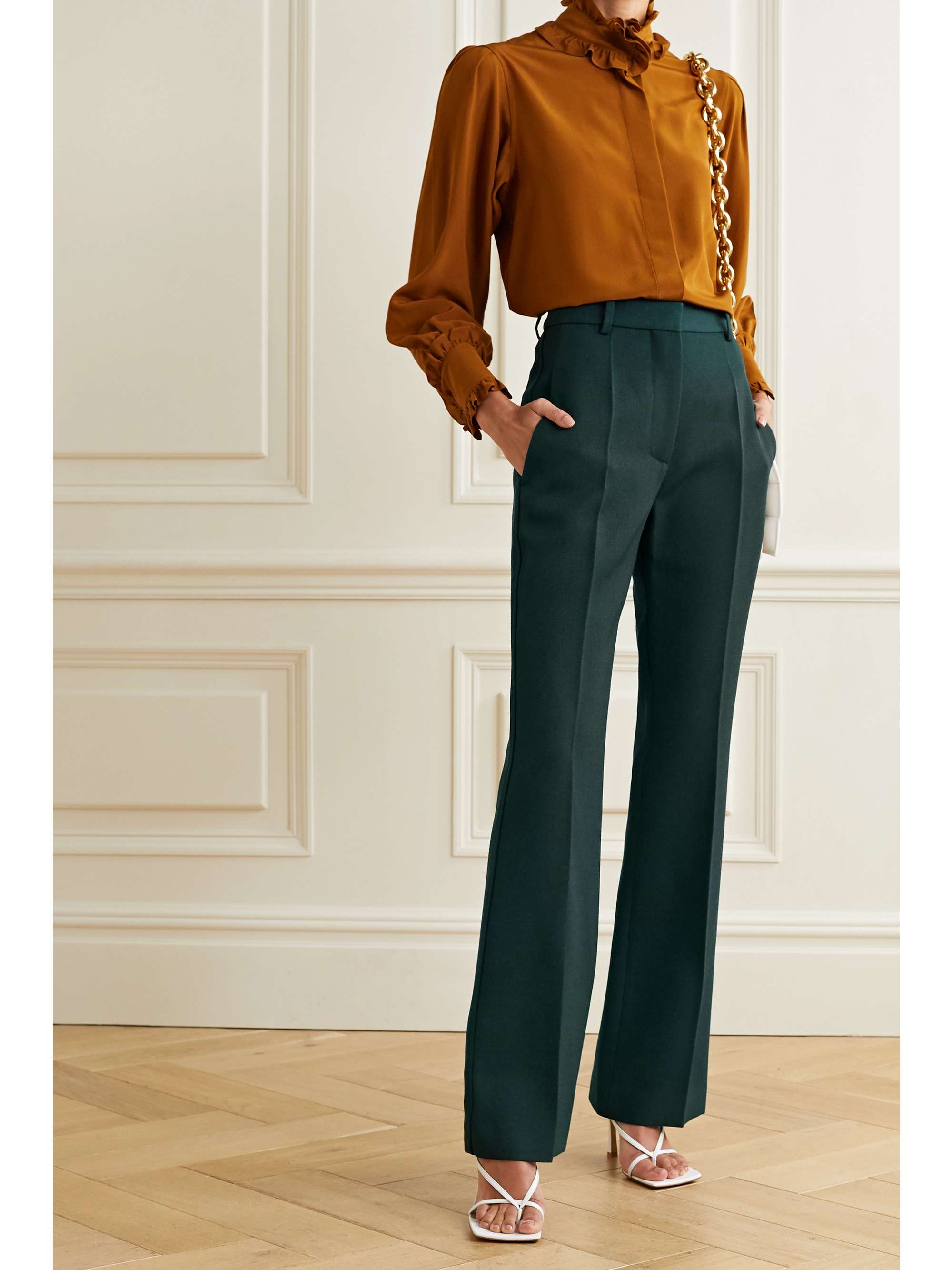 victoria beckham wide leg trousers