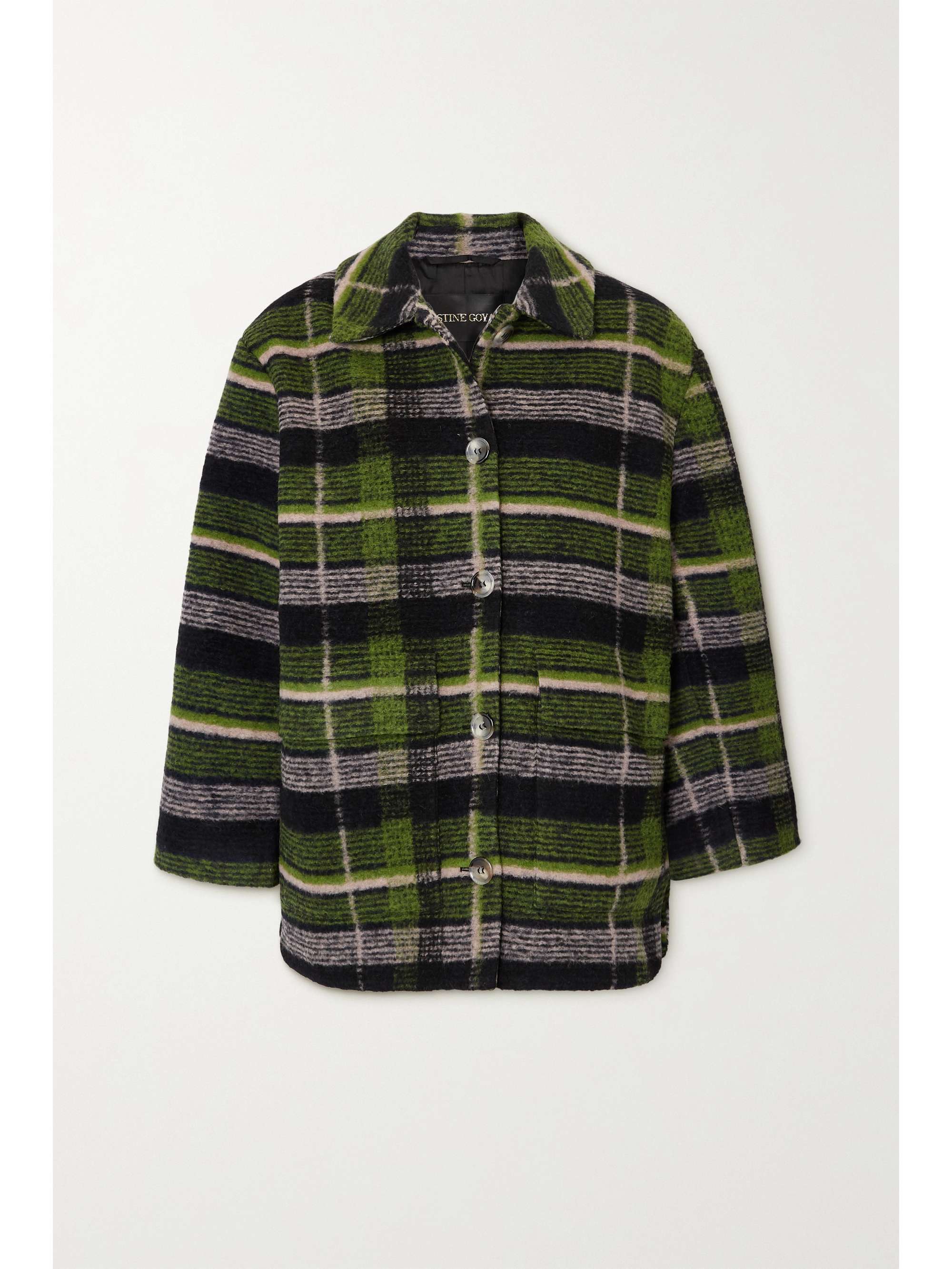 Navy Lotte Oversized Checked Wool Blend Jacket Stine Goya Net A Porter