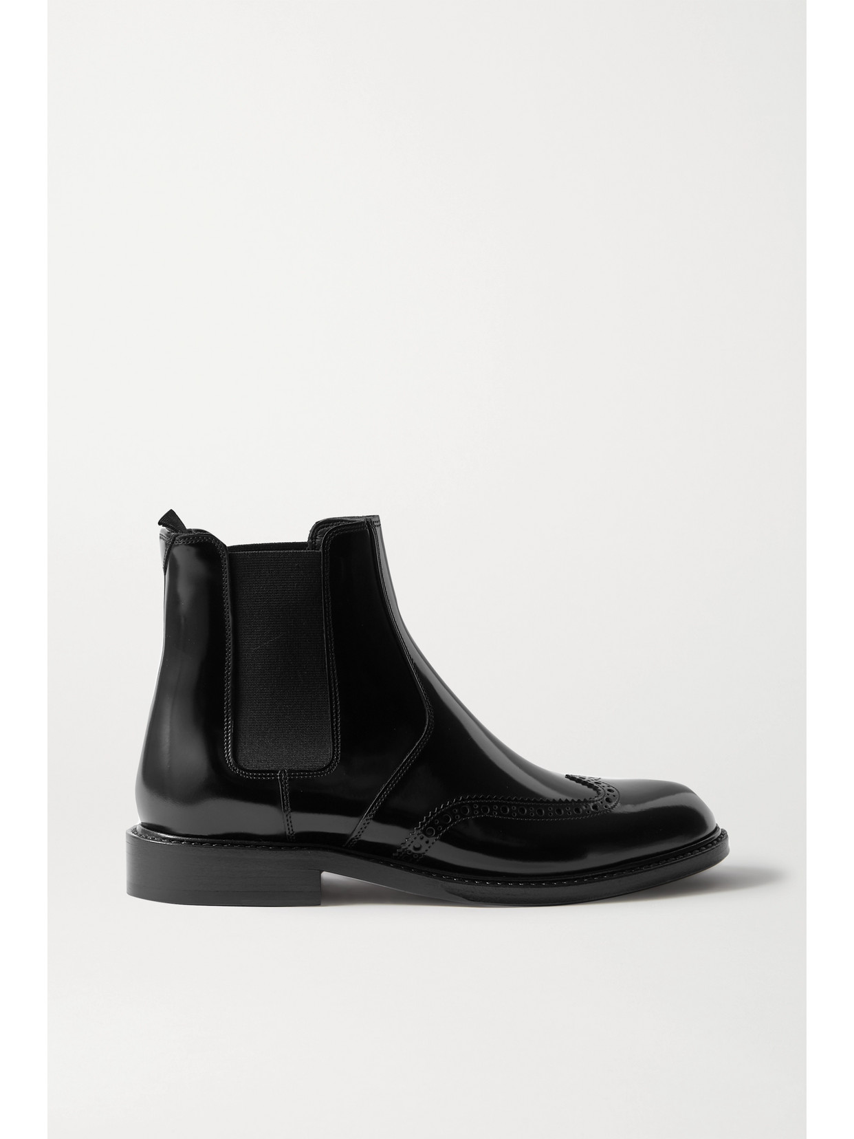 Saint Laurent Ceril Brogue-detail Leather Chelsea Boots In Black