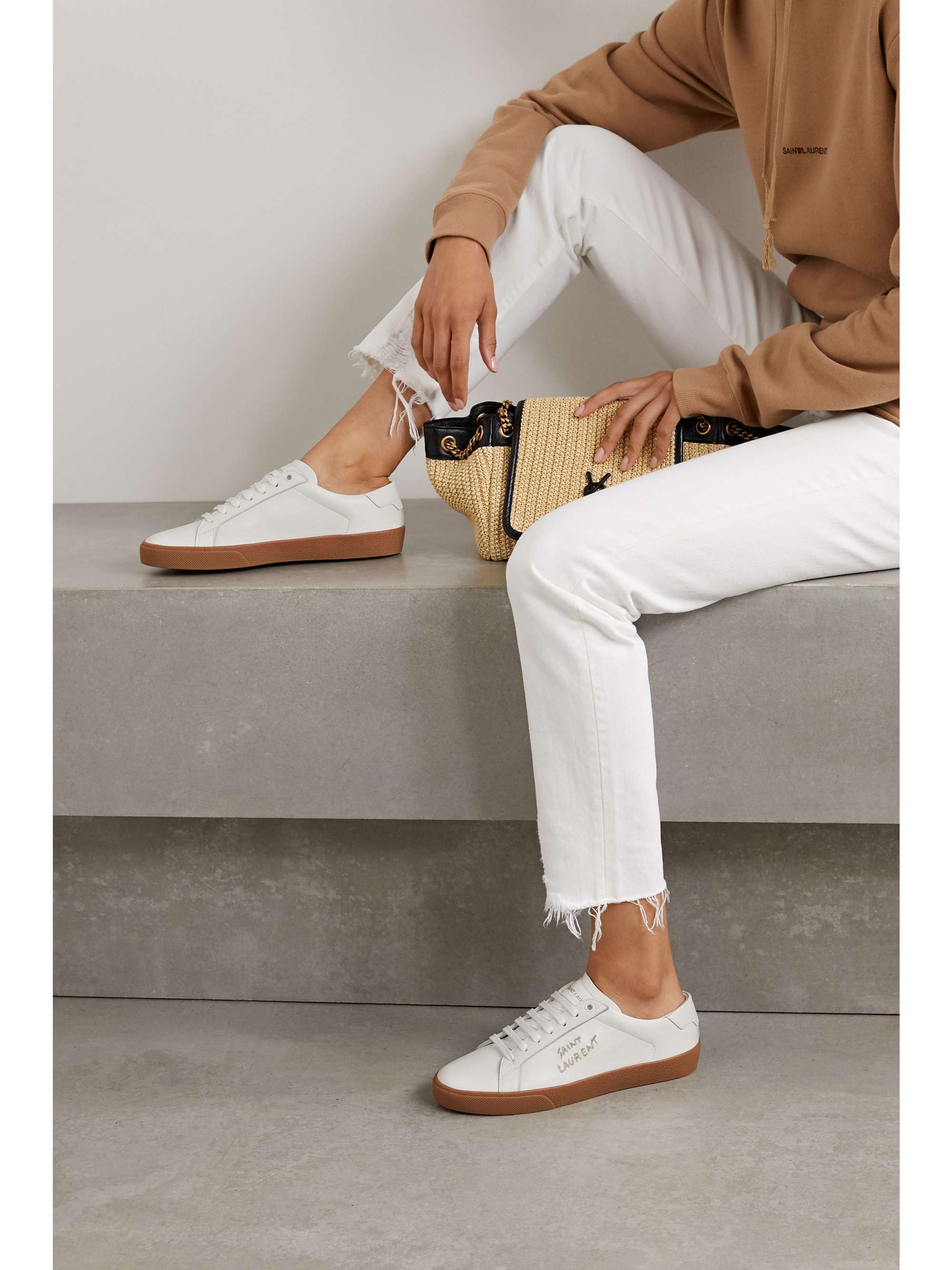 saint laurent logo embroidered sneakers