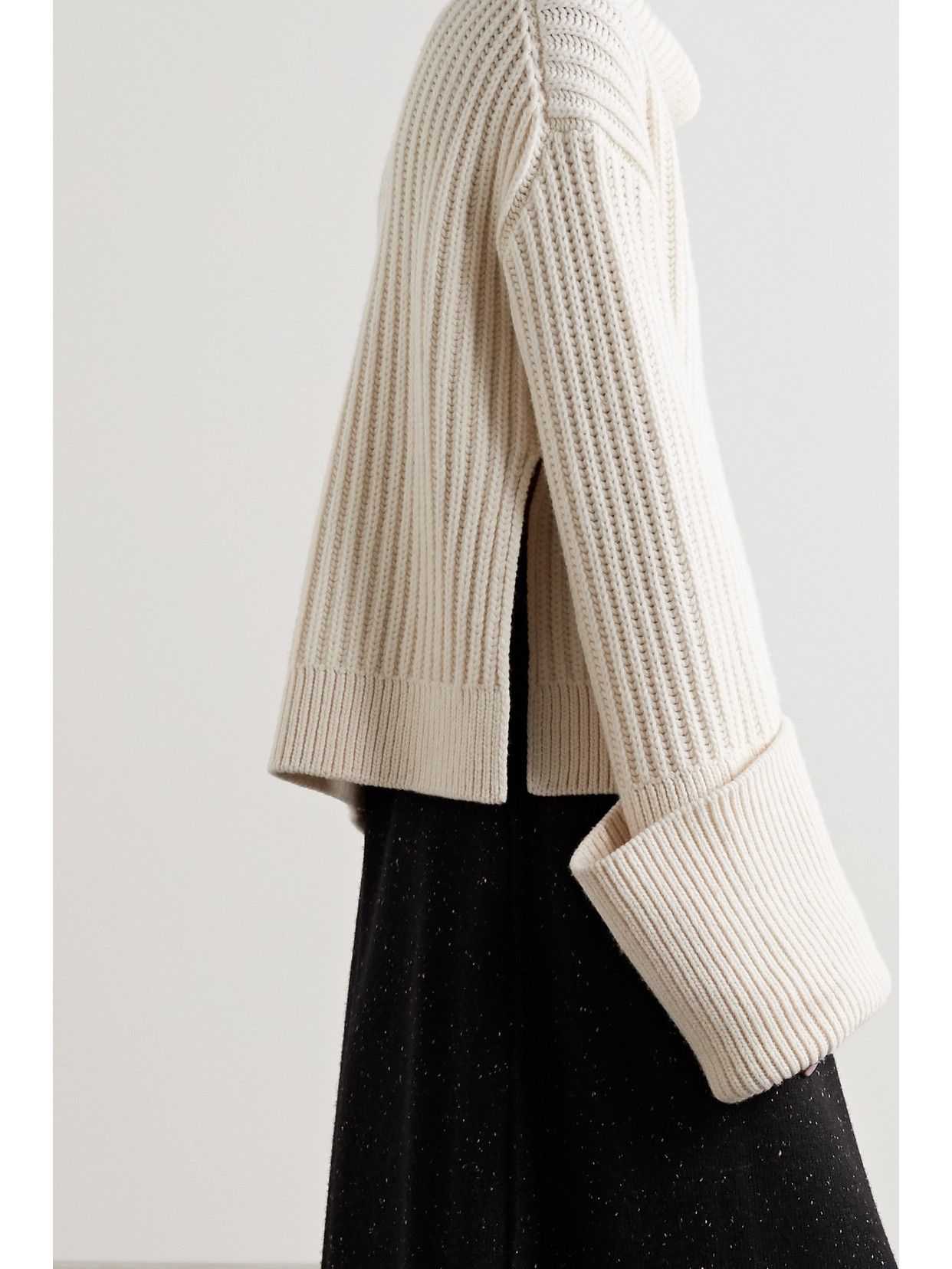 The Row Aneke Oversized Ribbed Wool Turtleneck Sweater In Cream