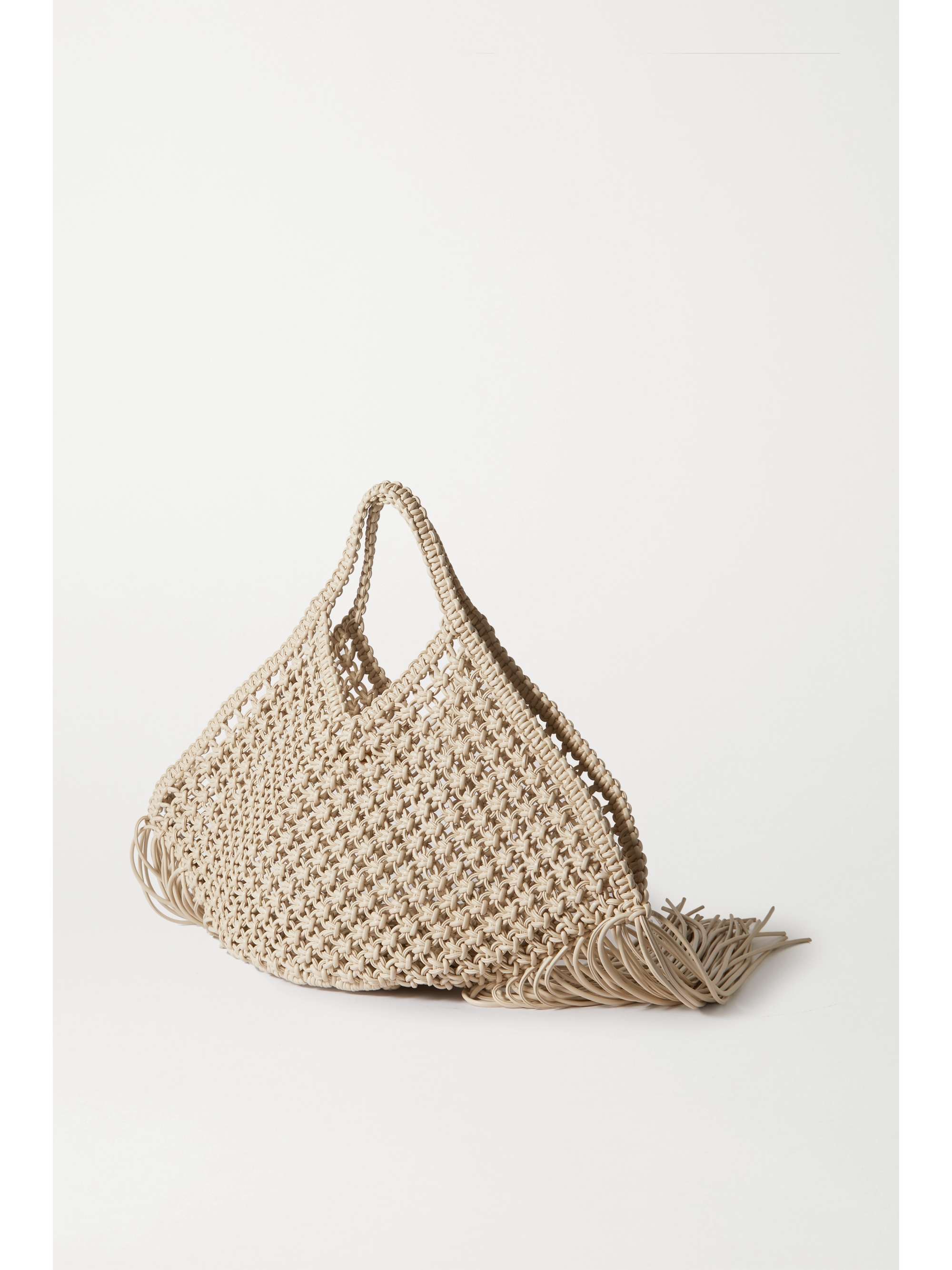 YUZEFI Basket large fringed woven leather tote