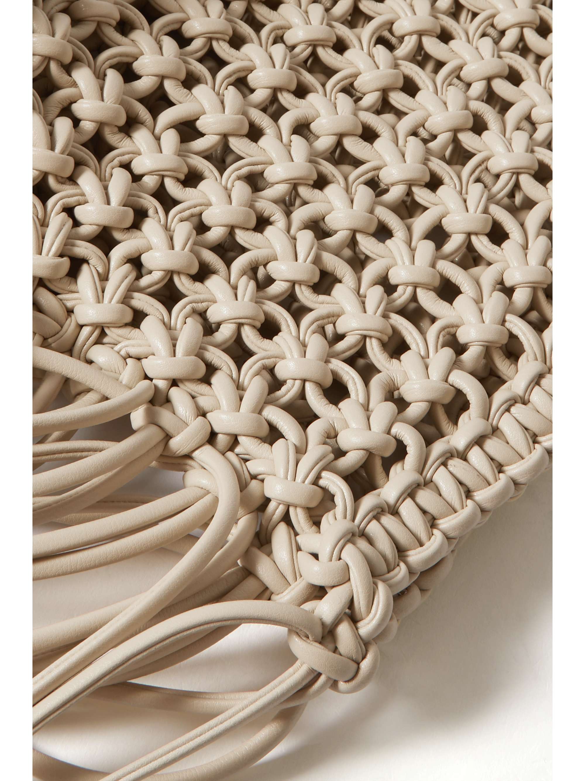 YUZEFI Basket large fringed woven leather tote