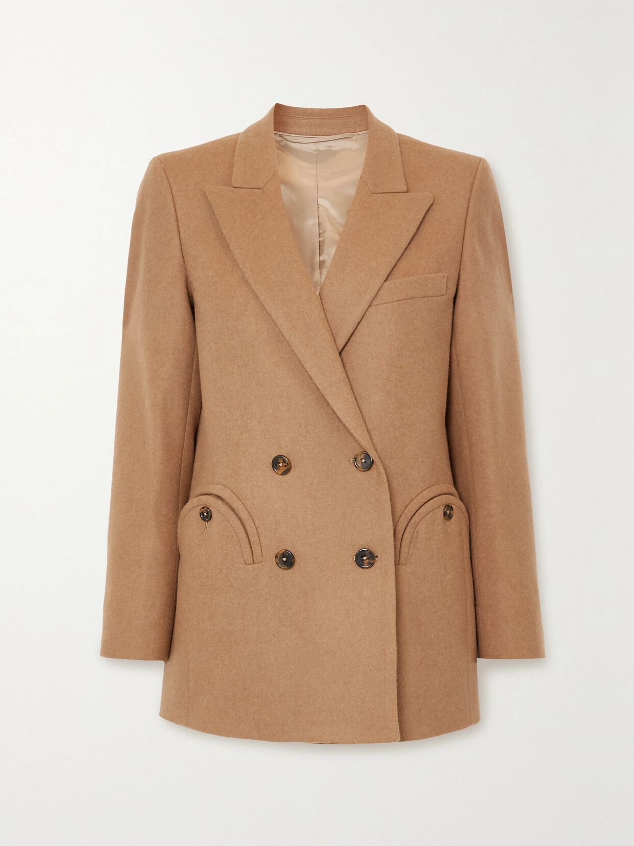 Blazé Milano Cholita Everyday Double-breasted Camel Hair And Wool-blend Blazer In Camel