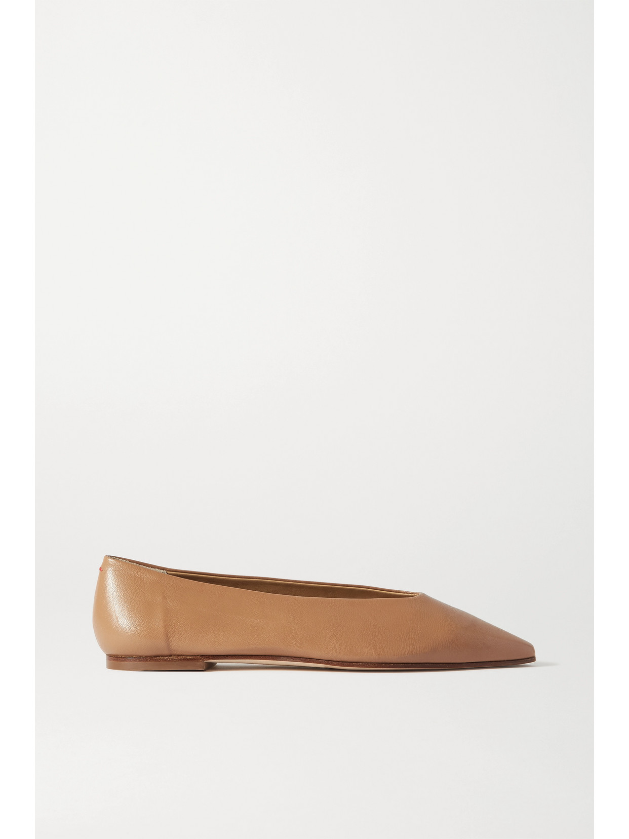 Aeyde Moa Leather Point-toe Flats In Neutral