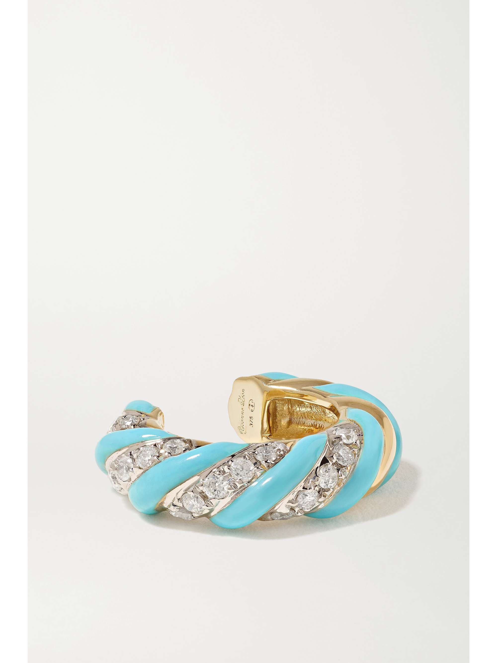YVONNE LÉON Ear Cuff aus 9 Karat Gold mit Emaille und Diamanten