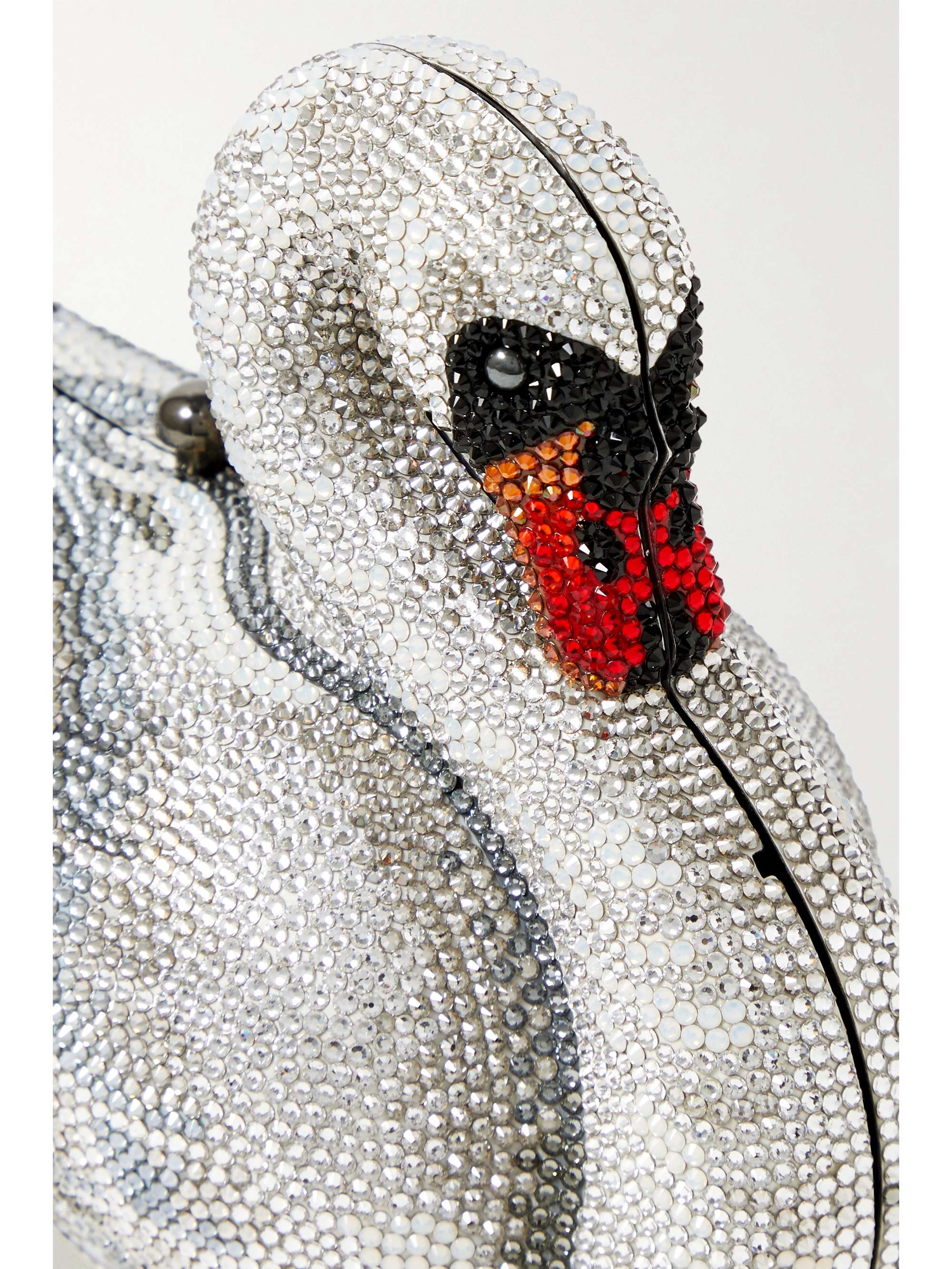 JUDITH LEIBER COUTURE Swan Odette crystal-embellished silver-tone clutch