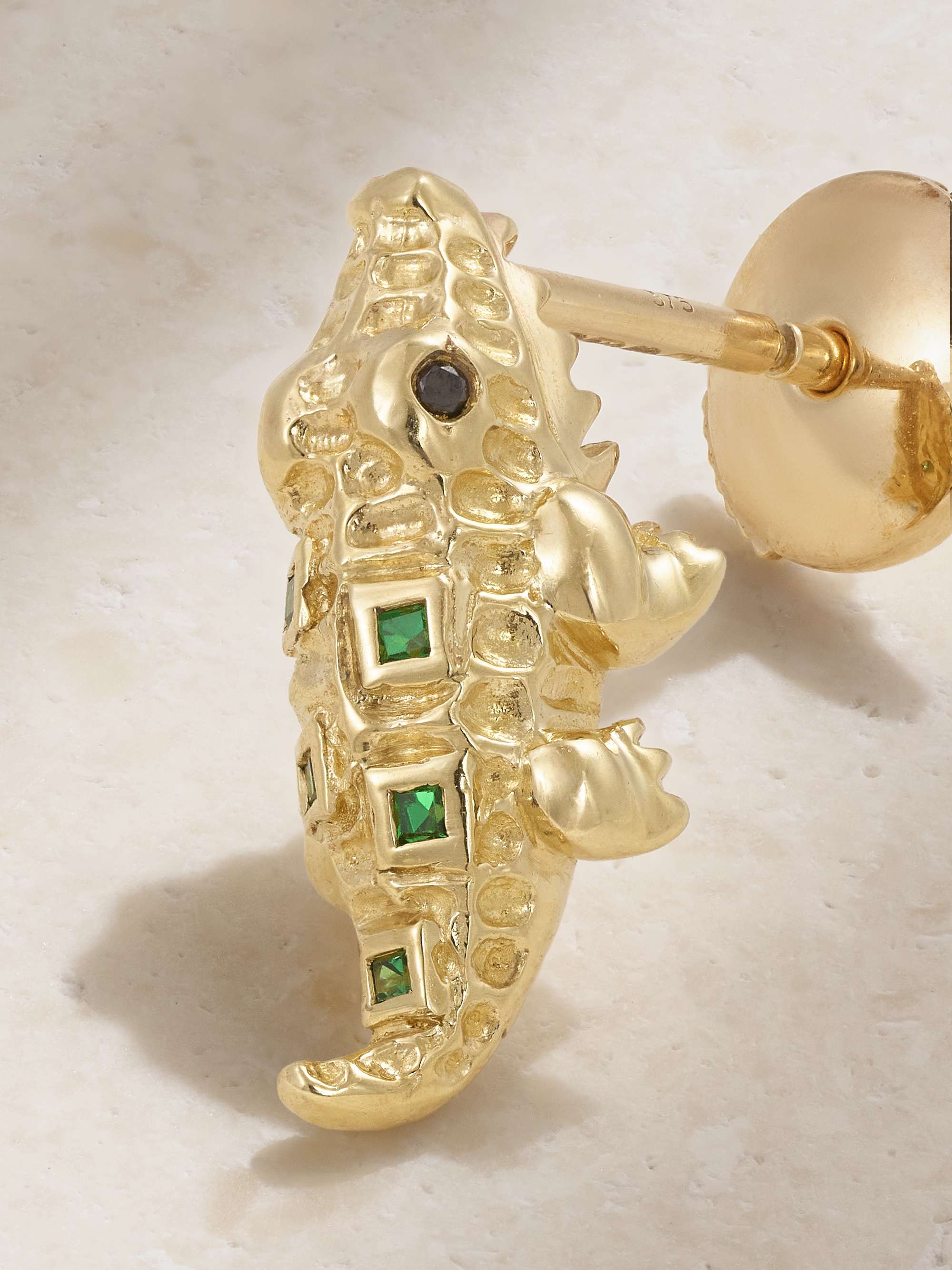 YVONNE LÉON 9-karat gold, tsavorite and diamond earring