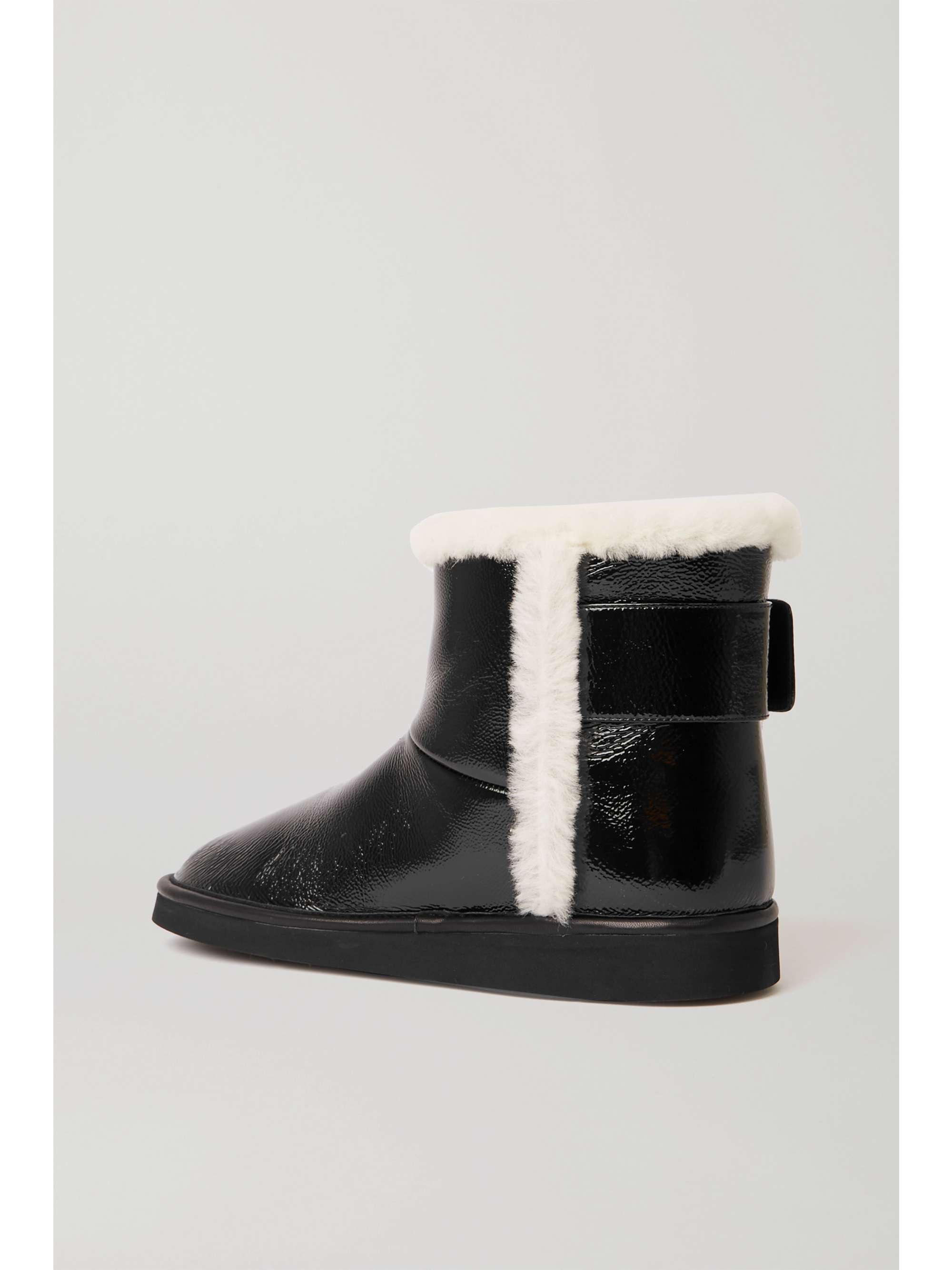 ROGER VIVIER Viv Snow crystal-embellished shearling-trimmed patent-leather ankle boots