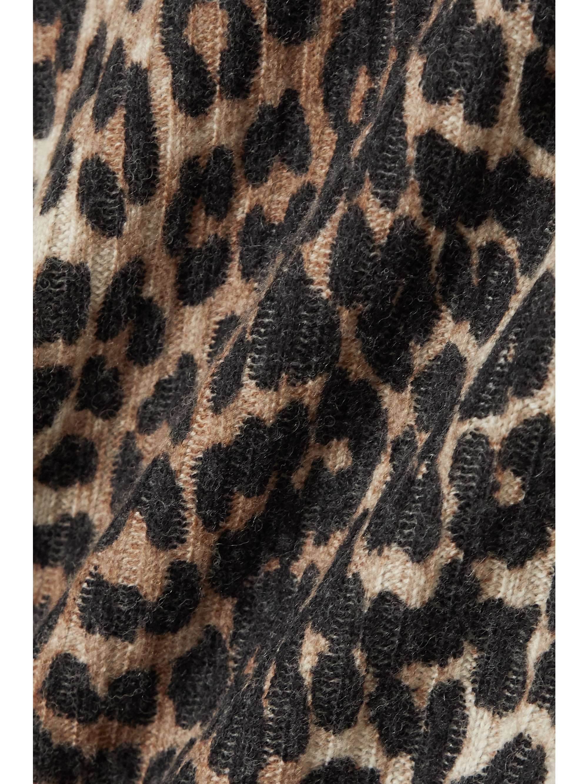 GANNI Crystal-embellished leopard-print wool and yak-blend top