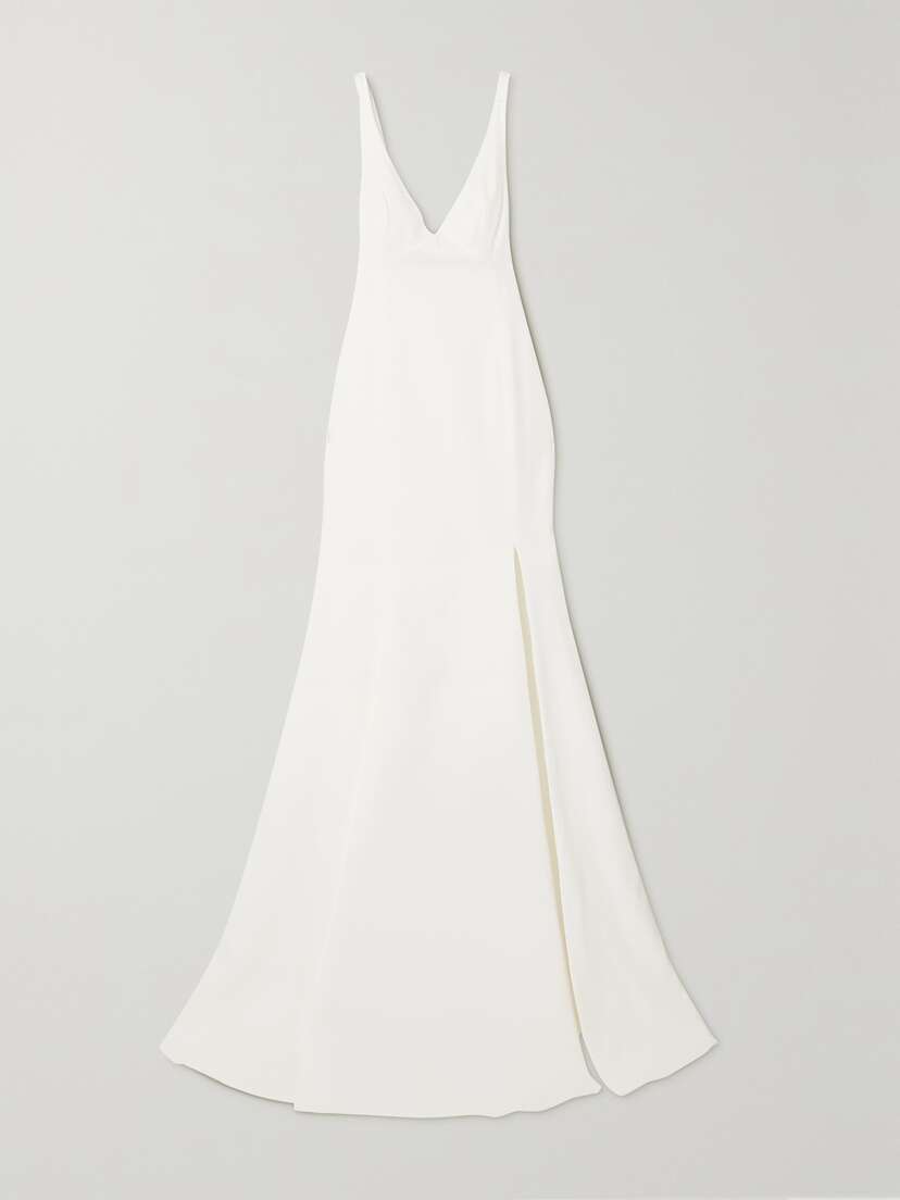 Rime Arodaky Enola Tie-detailed Open-back Embroidered Tulle And Crepe Gown