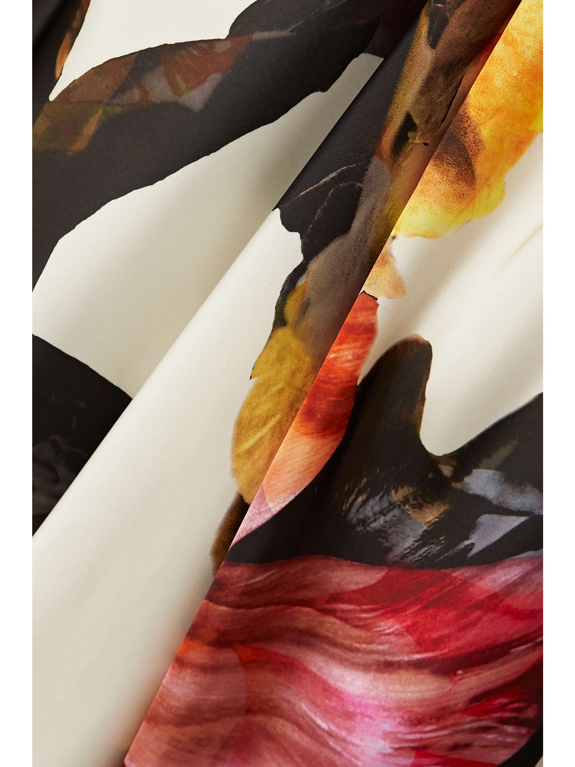 COSTARELLOS Dahlia tie-detailed cutout velvet and floral-print satin gown