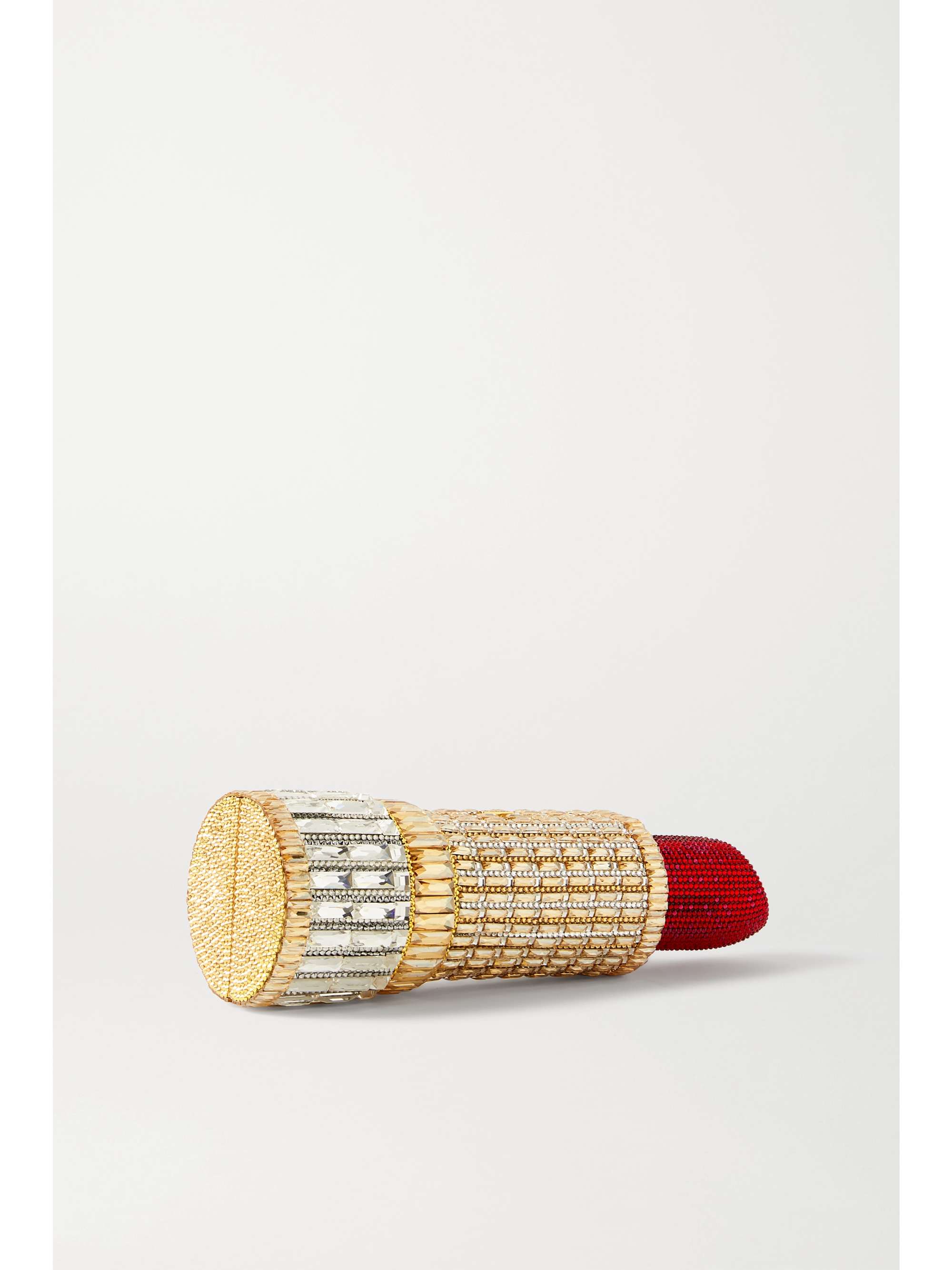 JUDITH LEIBER COUTURE Lipstick Seductress crystal-embellished gold-tone clutch