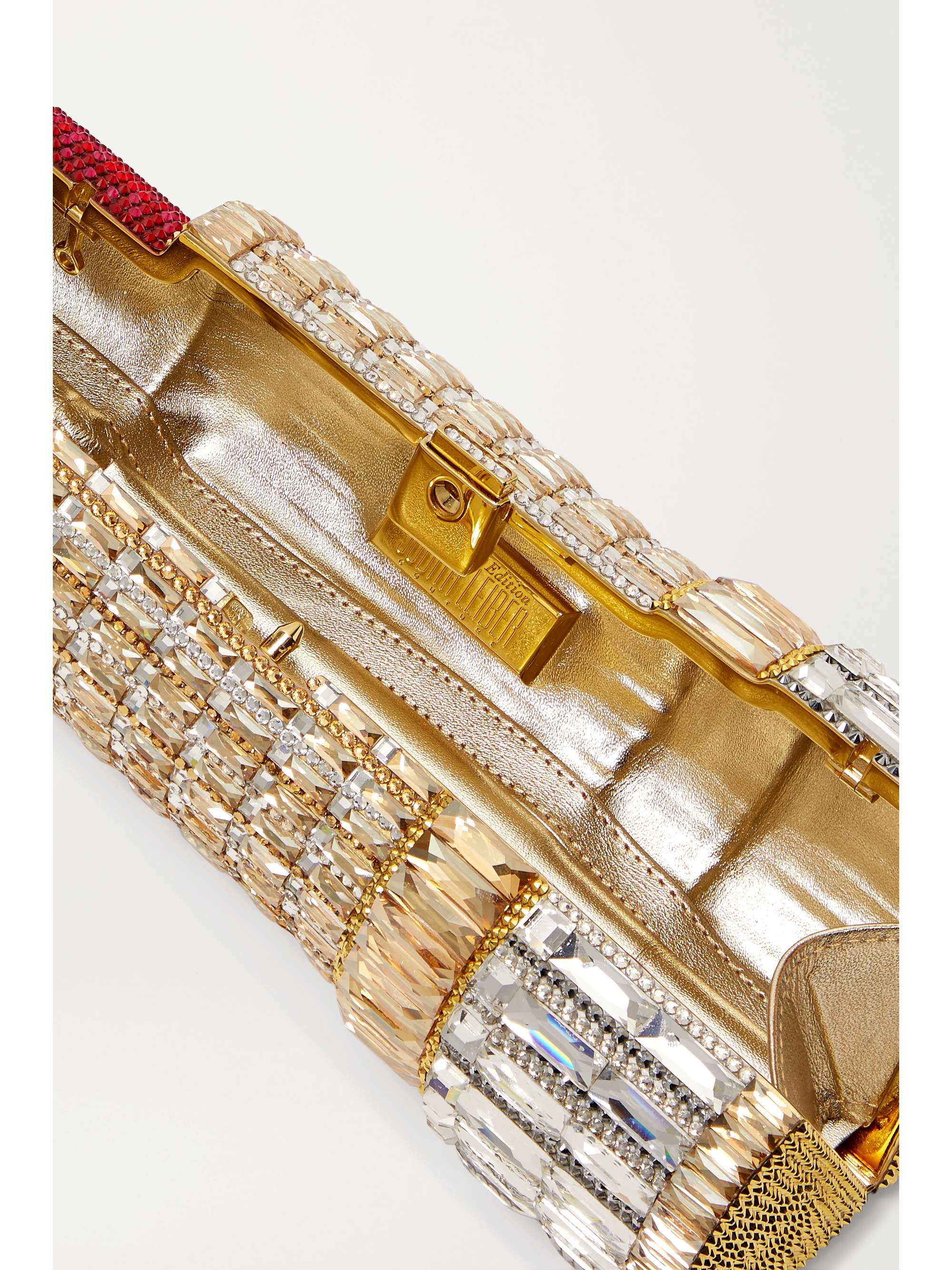JUDITH LEIBER COUTURE Lipstick Seductress crystal-embellished gold-tone clutch