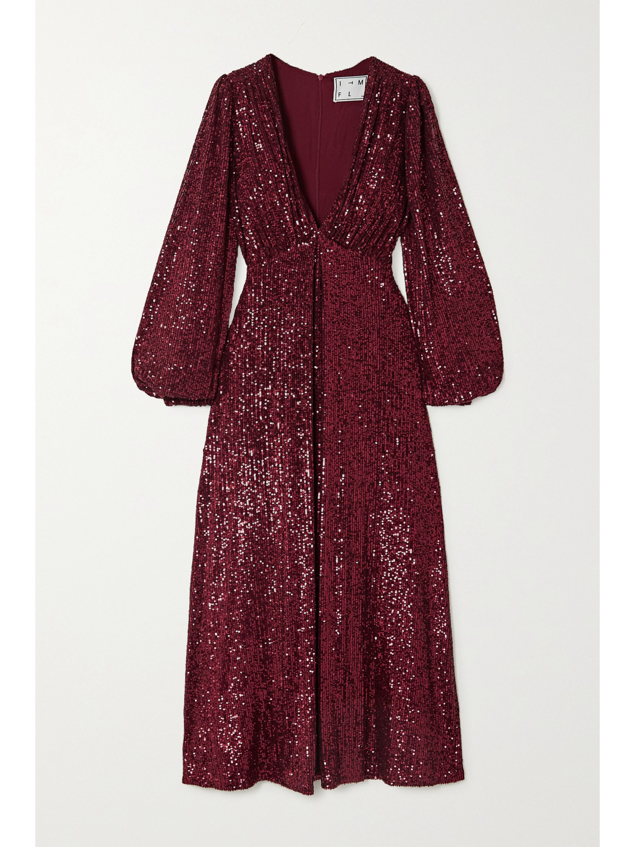 IN THE MOOD FOR LOVE - Irina Sequined Tulle Midi Dress - Burgundy