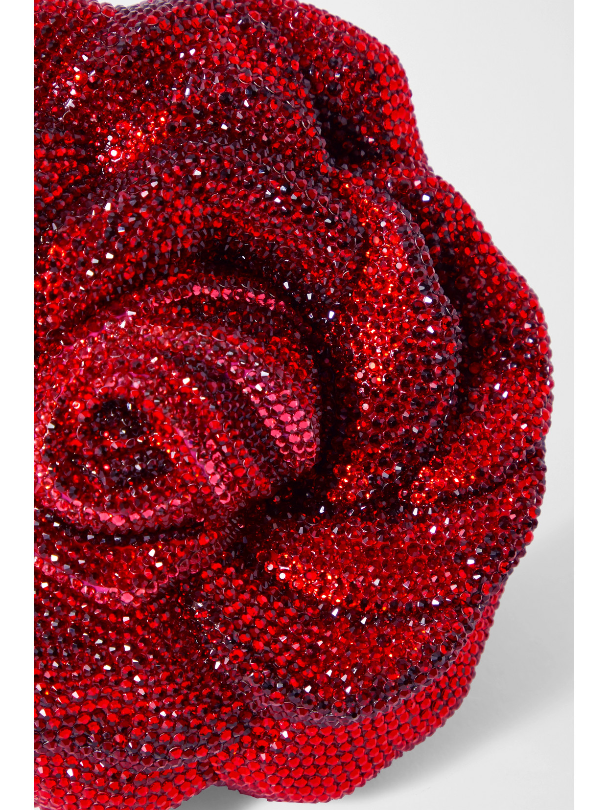 Shop Judith Leiber Rose American Beauty Crystal-embellished Gold-tone Clutch In Red